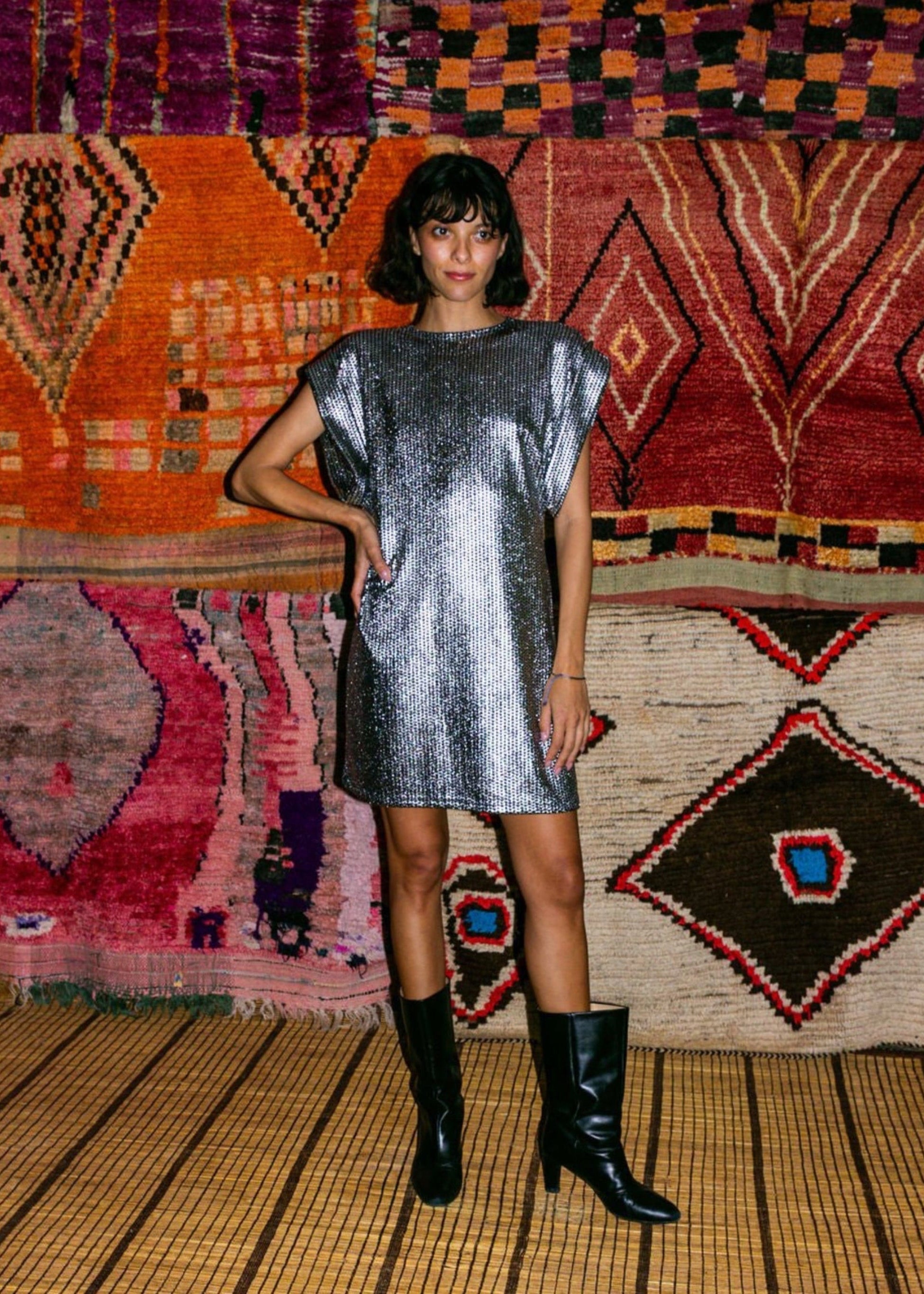 80's Dress - Silver (Pre - Order) - Meg