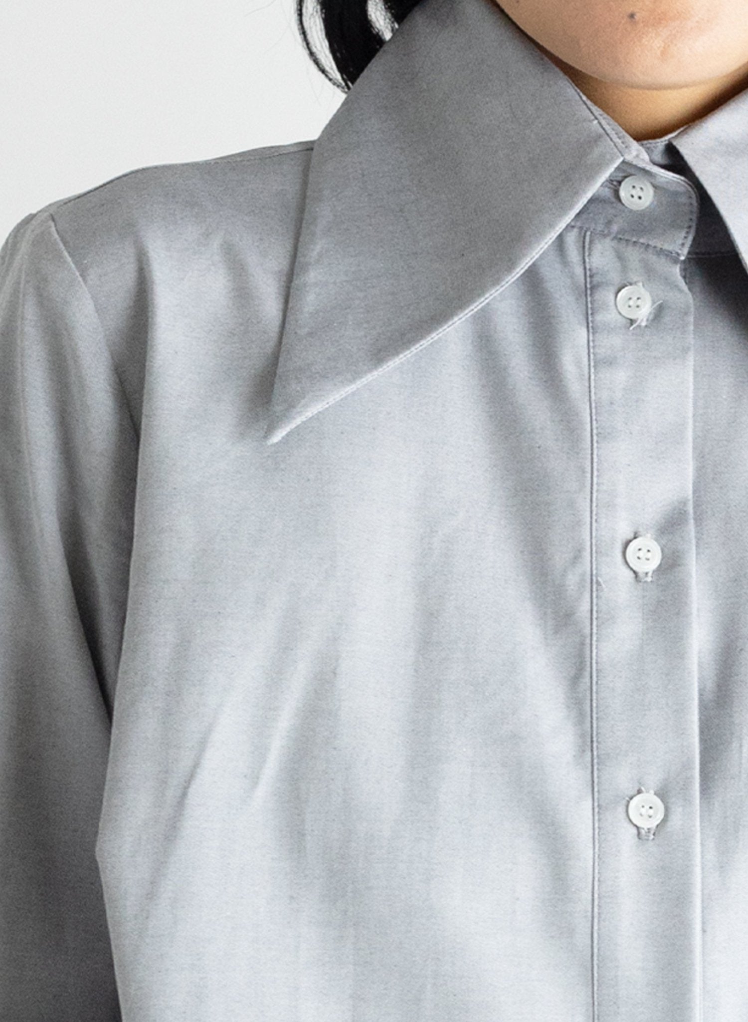Big Collar Shirt - Black Chambray - Meg - Made in NYC