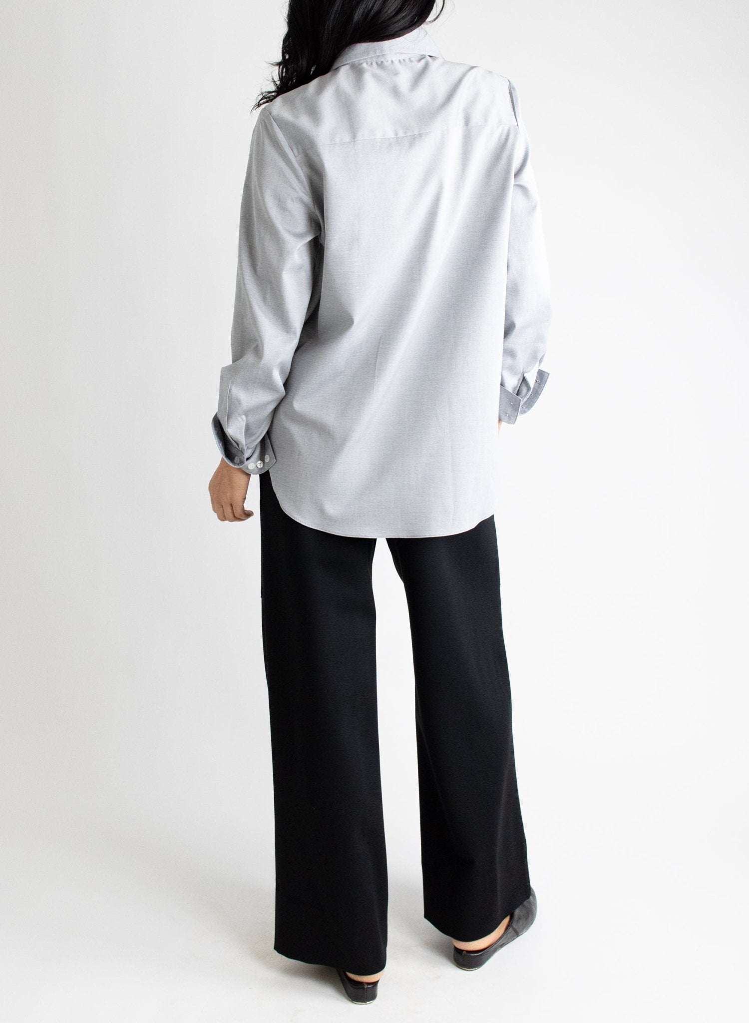 Big Collar Shirt - Black Chambray - Meg - Made in NYC