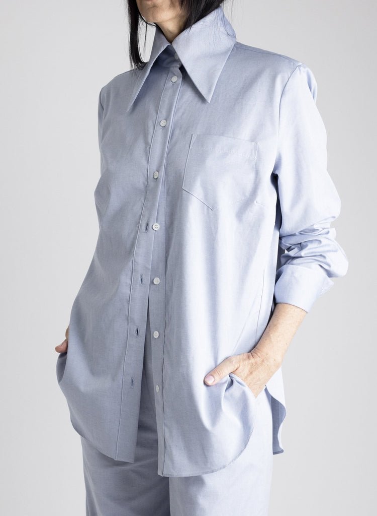 Big Collar Shirt - Oxford Blue - Meg Canada