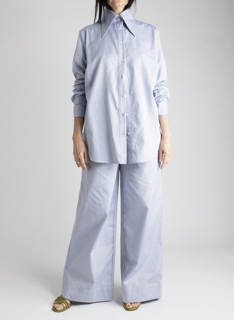 Big Collar Shirt - Oxford Blue - Meg Canada
