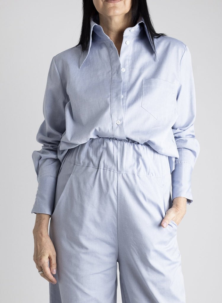 Big Collar Shirt - Oxford Blue - Meg Canada