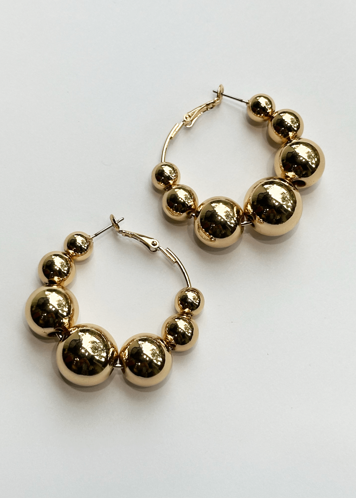 Blue Sky - Chunky Ball Hoop Earrings - Gold - Meg