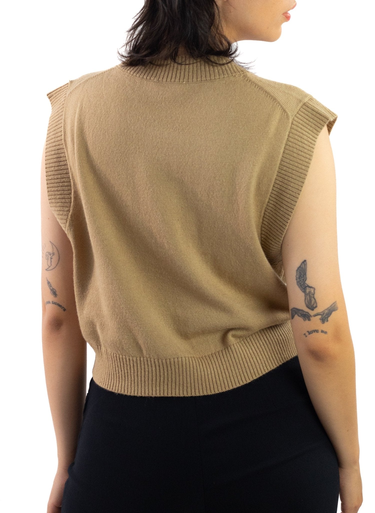 Cropped Sweater Vest - Black - Meg