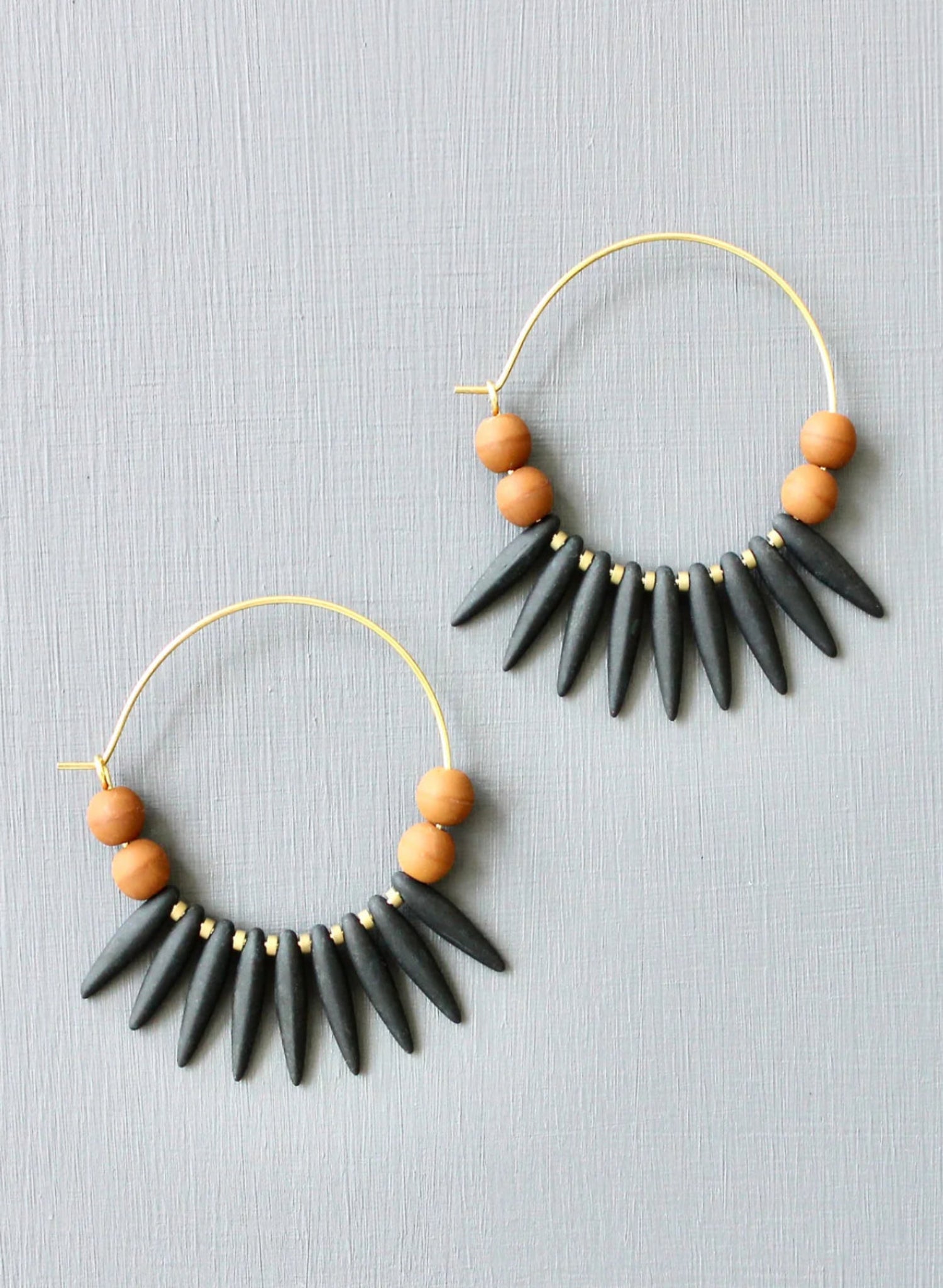 David Aubrey - Black & Caramel Hoop Earrings - Meg