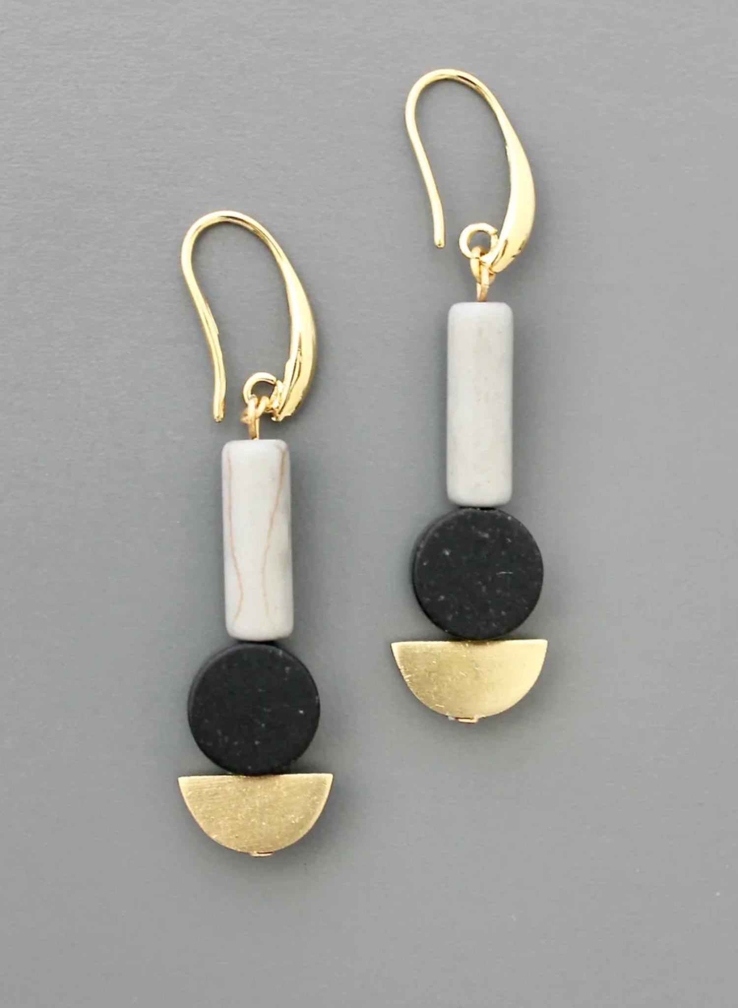 David Aubrey - Geometric Black & Grey Earrings - Meg