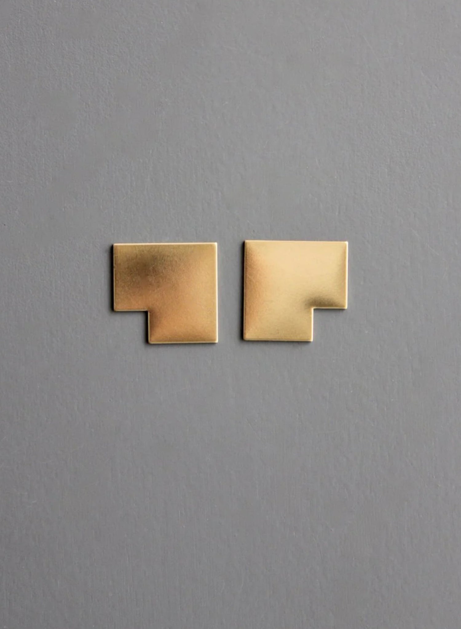 David Aubrey - Geometric L - Shaped Earrings - Brass - Meg