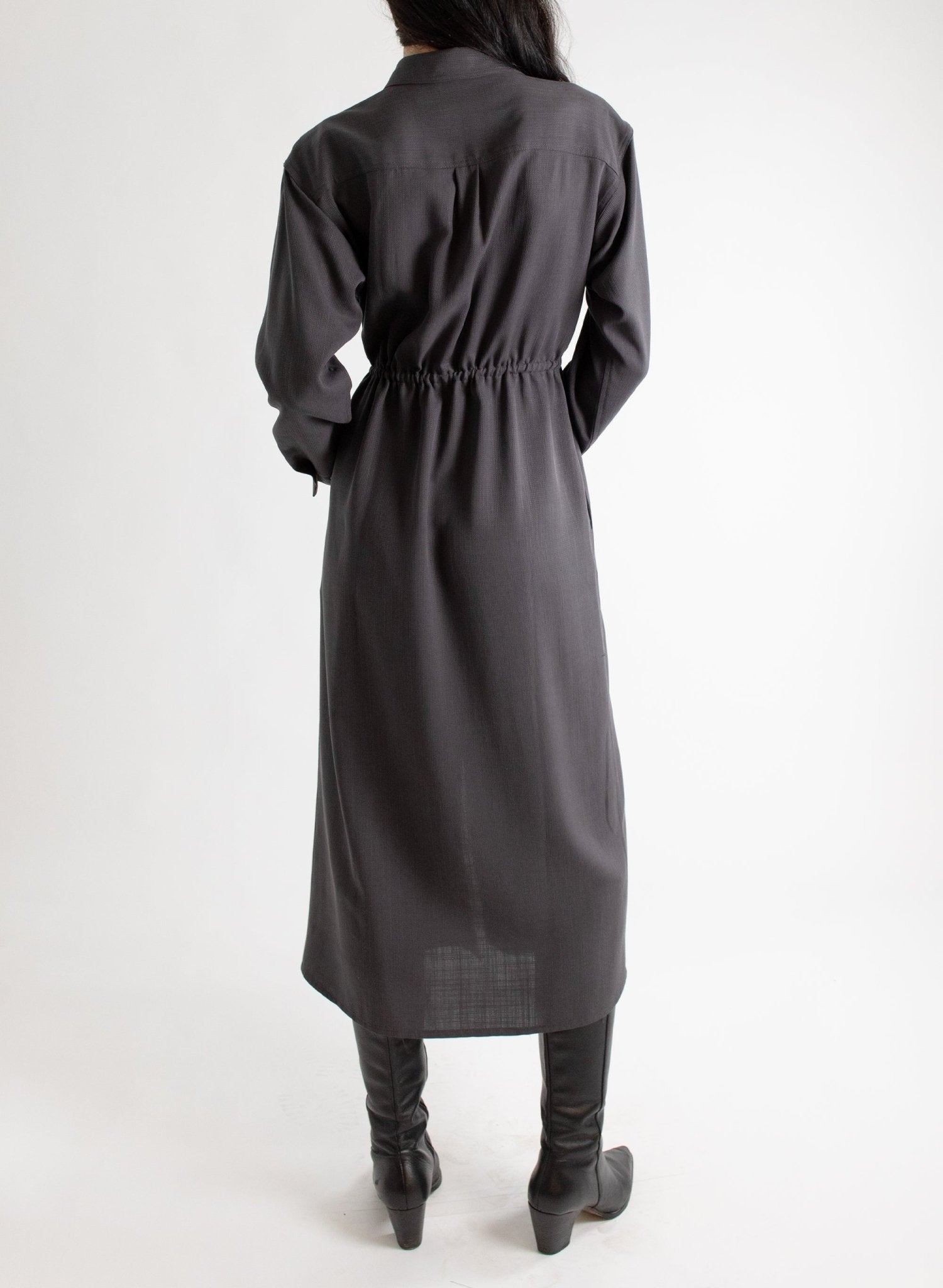 Domingo Drawstring Dress - Graphite - Meg - Made in Canada