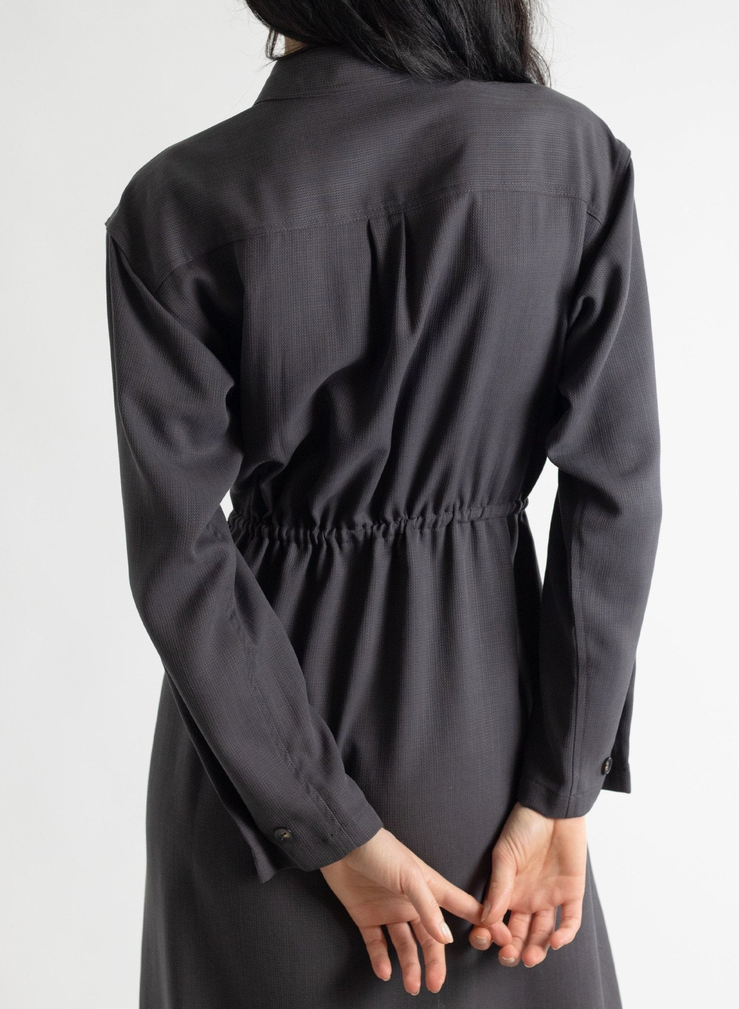 Domingo Drawstring Dress - Graphite - Meg - Made in Canada