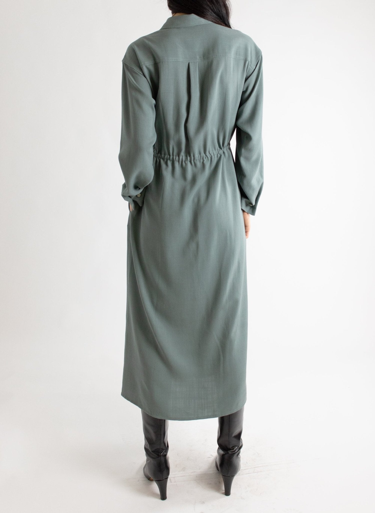 Domingo Drawstring Dress - Slate - Meg - Made in Canada