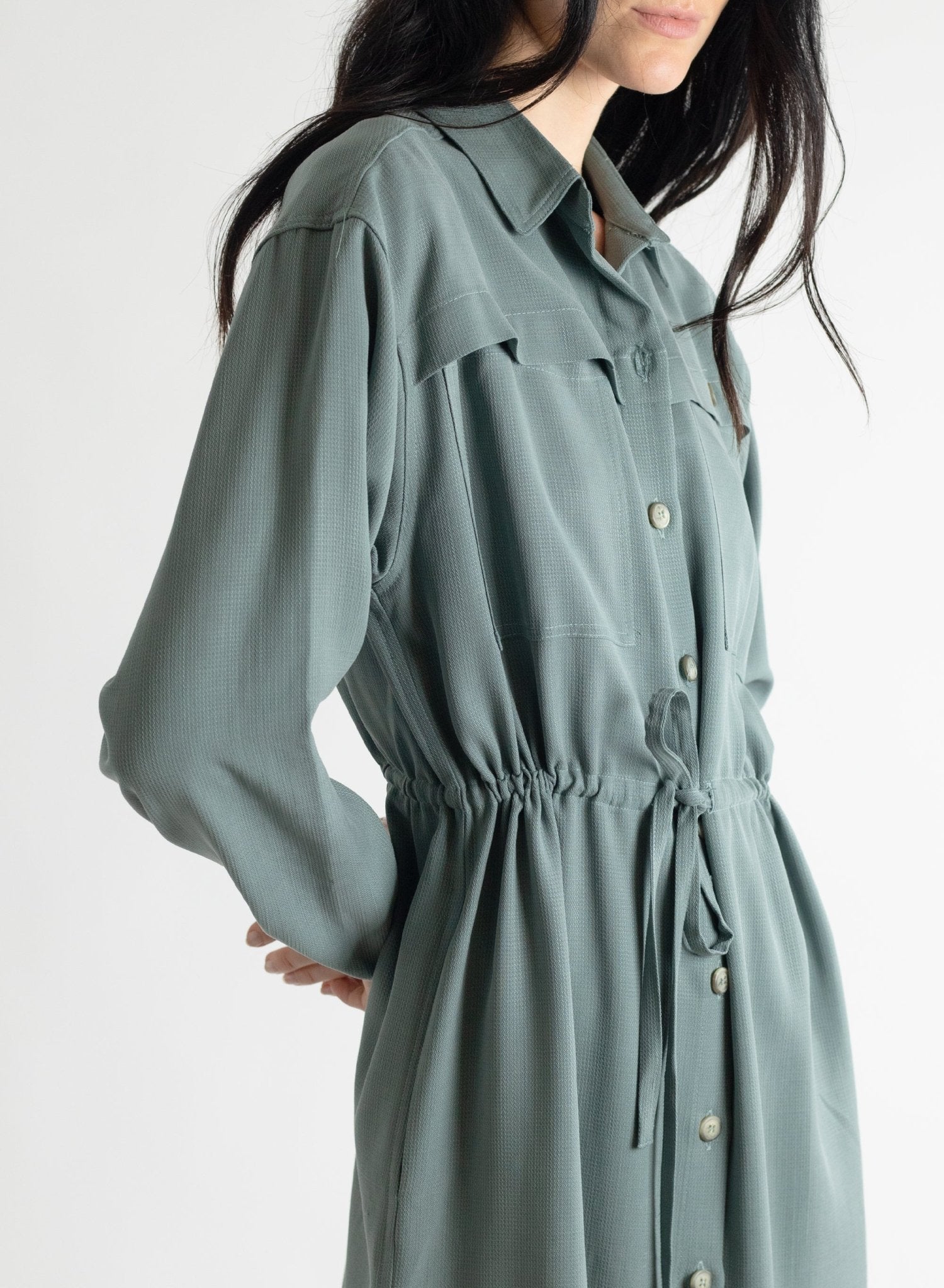 Domingo Drawstring Dress - Slate - Meg - Made in Canada