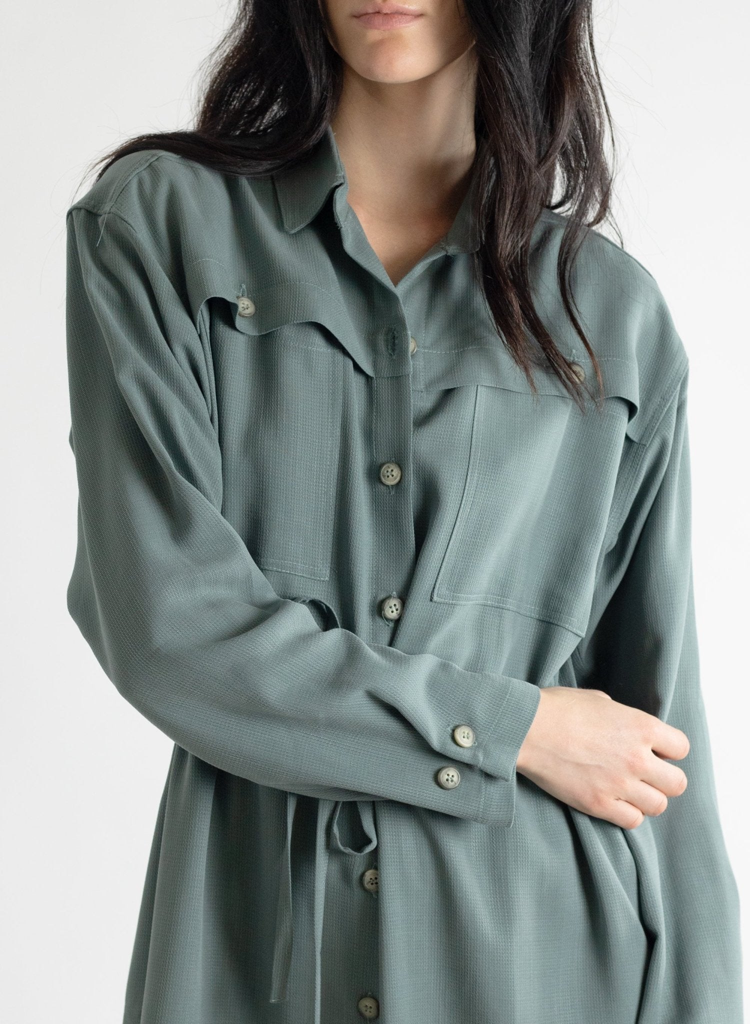 Domingo Drawstring Dress - Slate - Meg - Made in Canada
