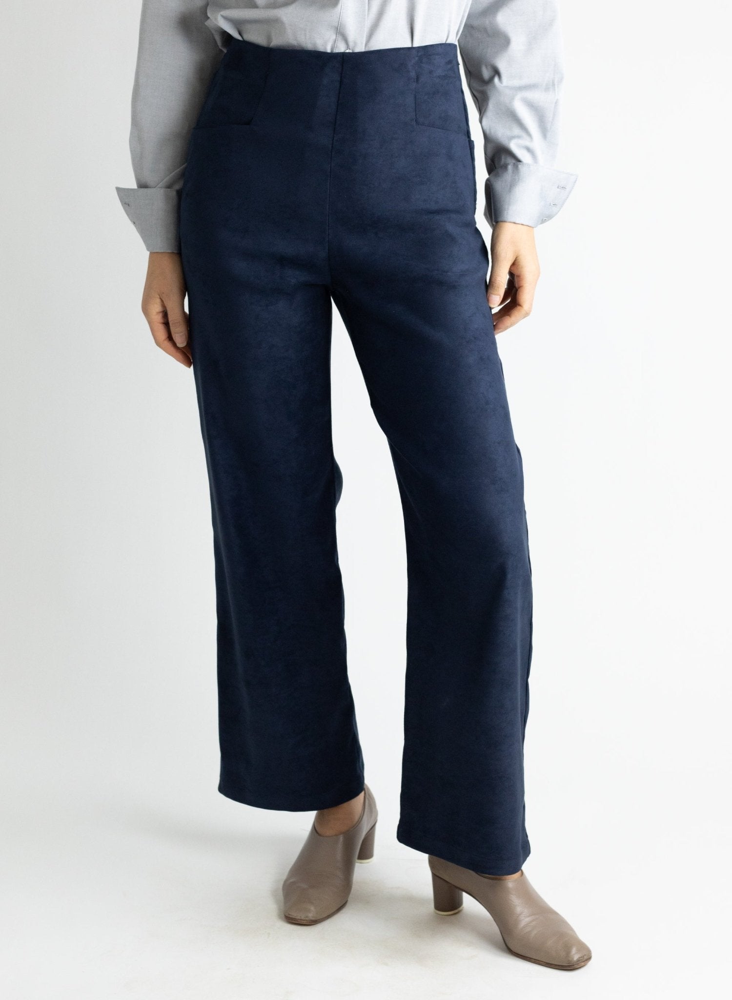 Long Odette Pant - Navy Suede - Meg