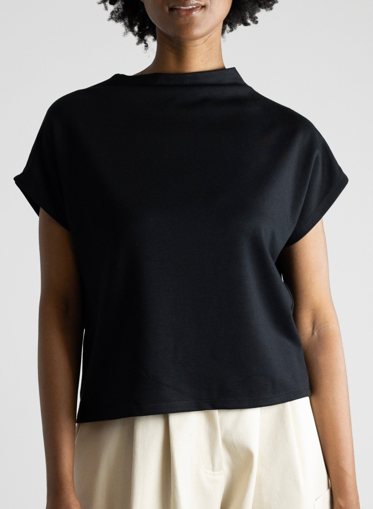 Mock Neck Tee - Black - Meg