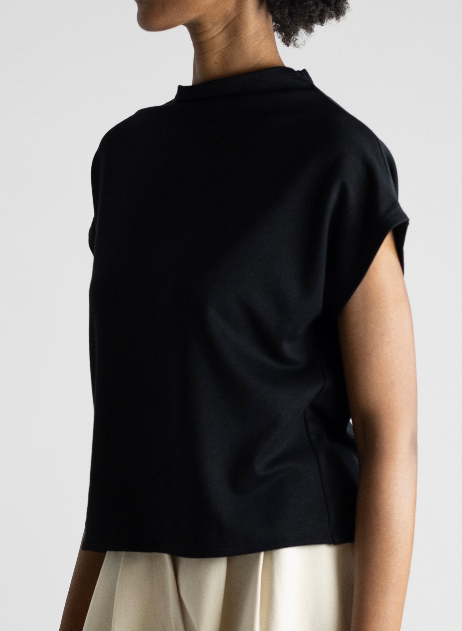 Mock Neck Tee - Black - Meg