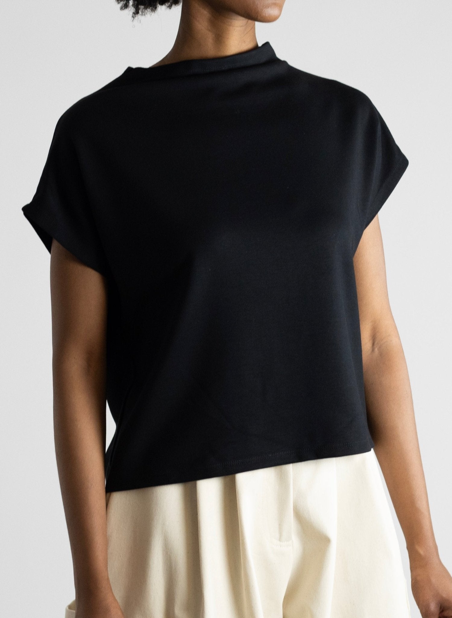 Mock Neck Tee - Black - Meg