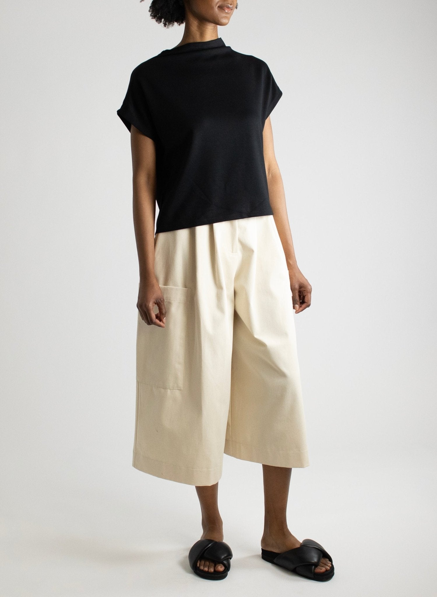 Mock Neck Tee - Black - Meg