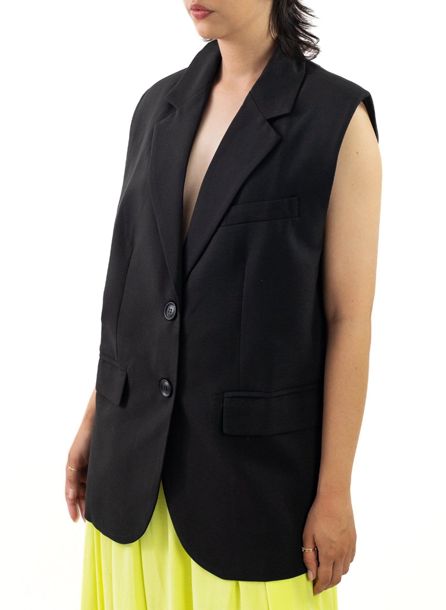 Oversized Blazer Vest - Black - Meg