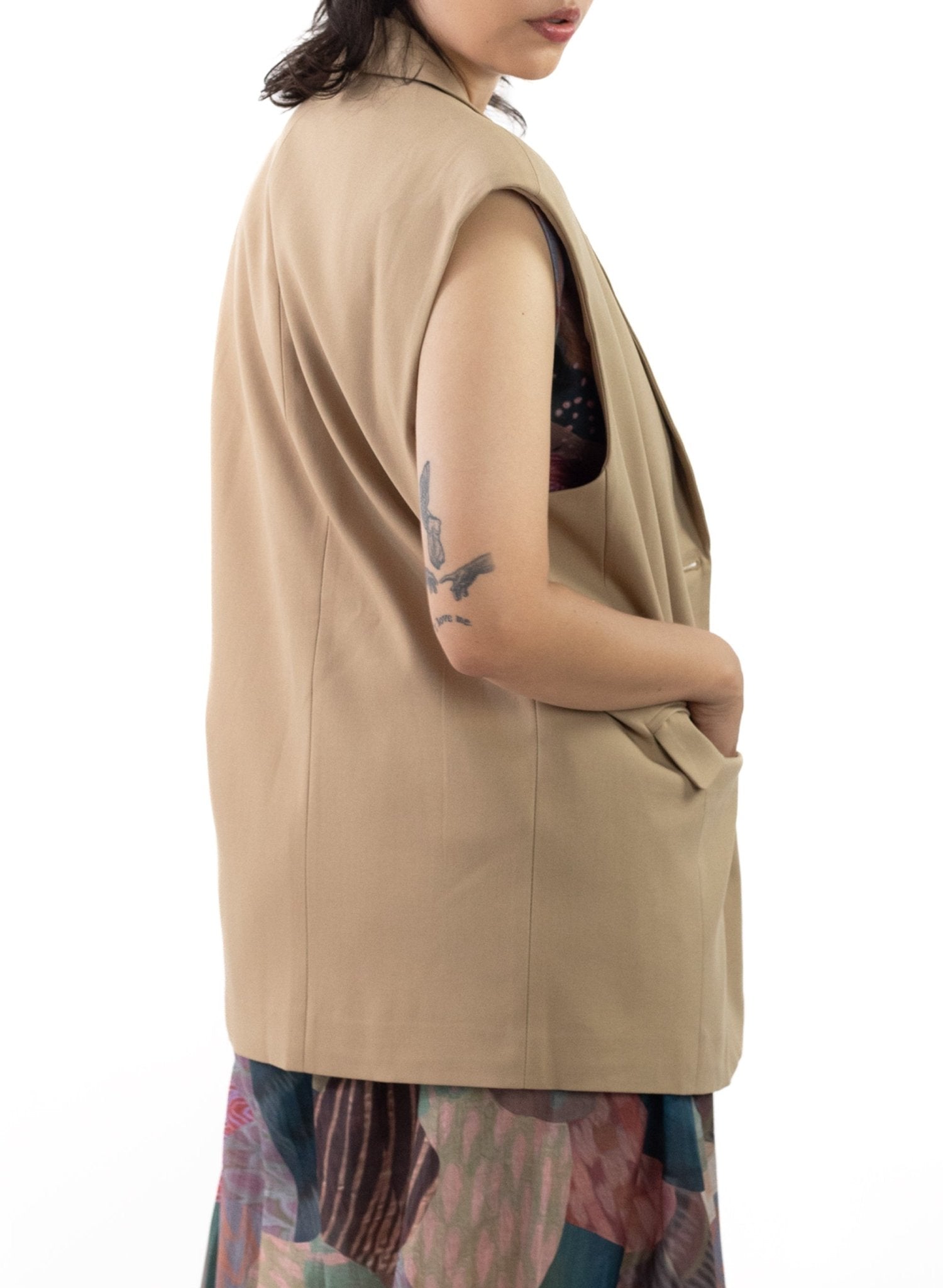 Oversized Blazer Vest - Taupe - Meg