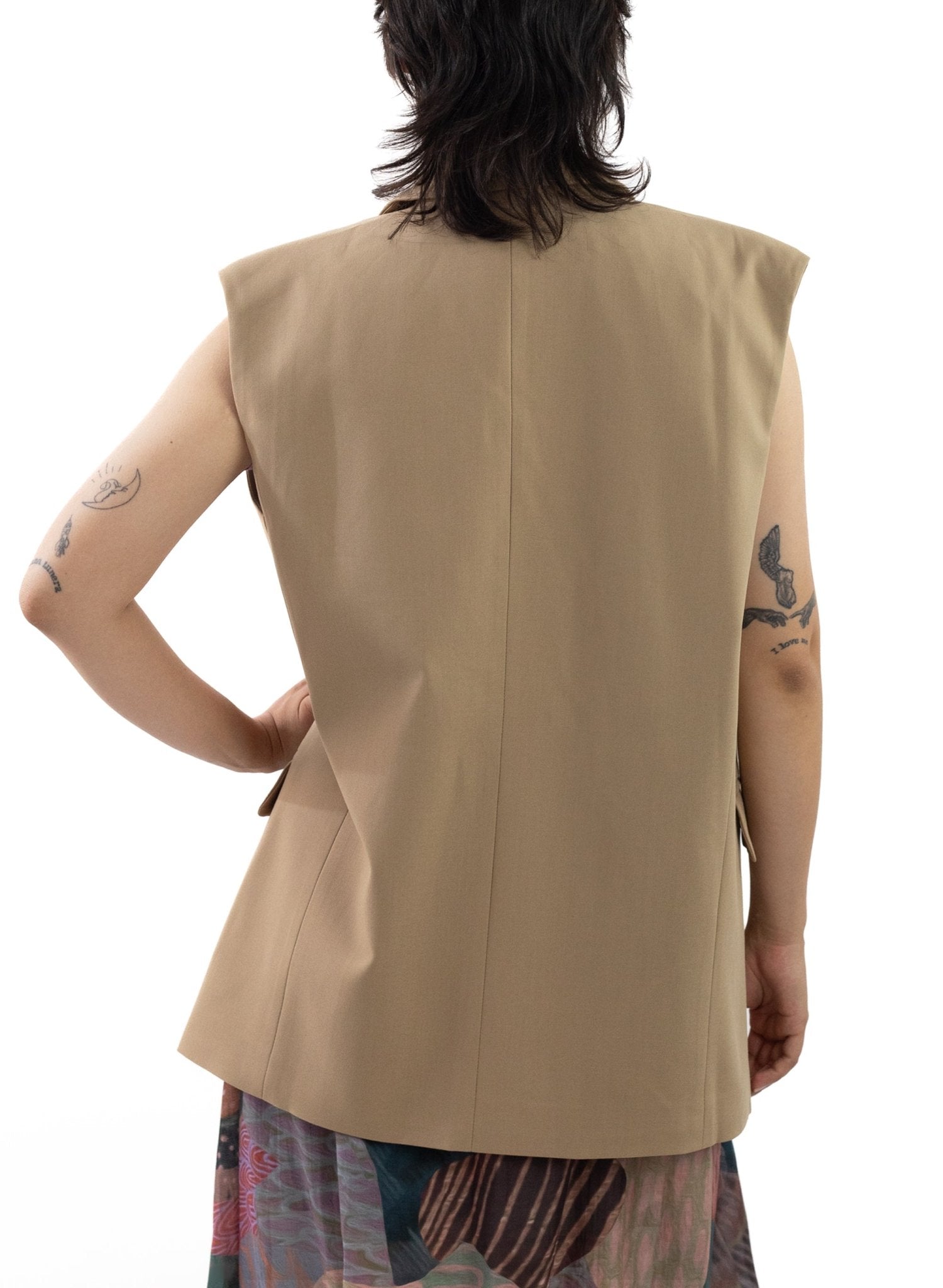 Oversized Blazer Vest - Taupe - Meg