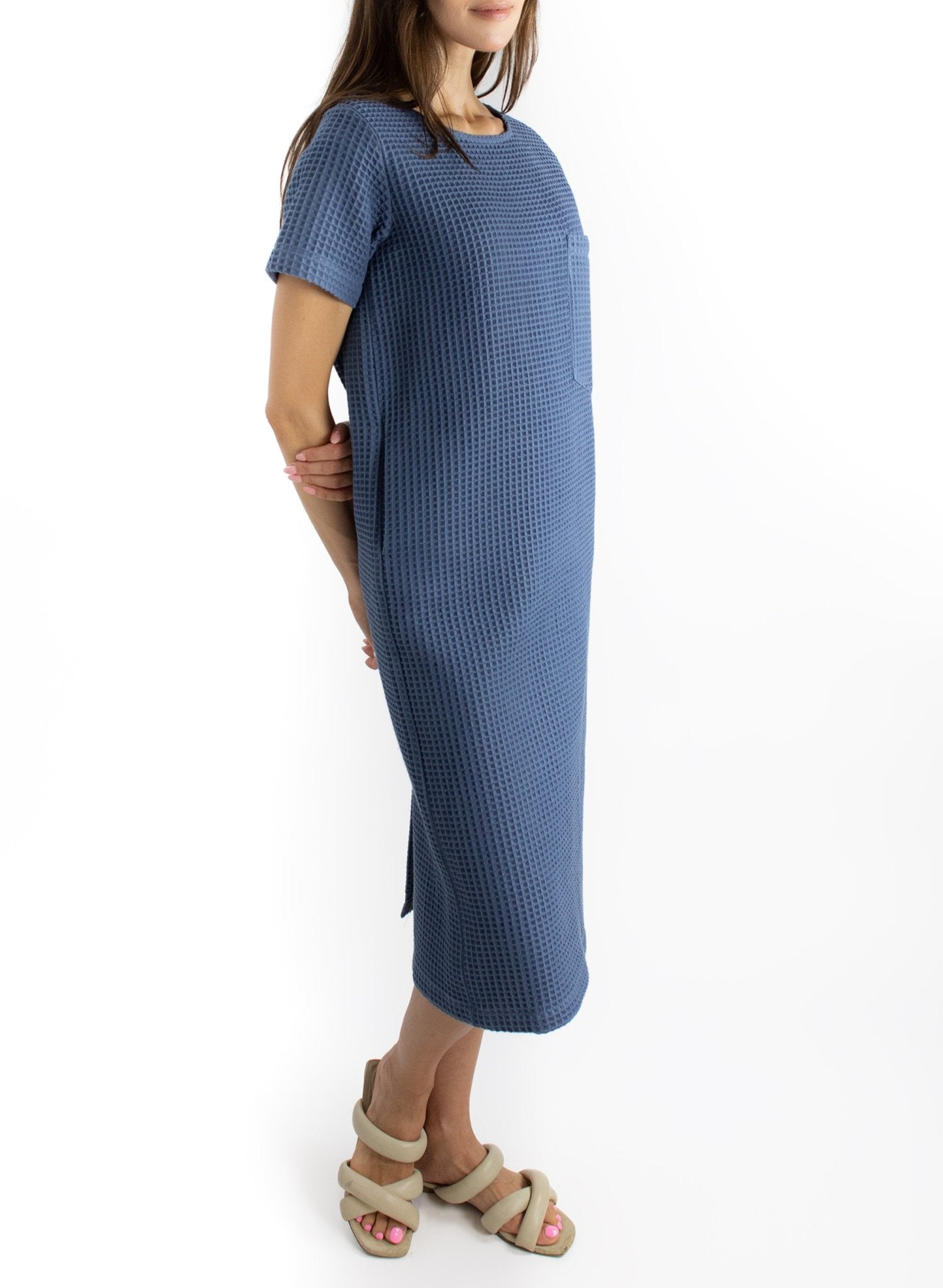 Pocket T-Shirt Dress - Steel Blue - Meg