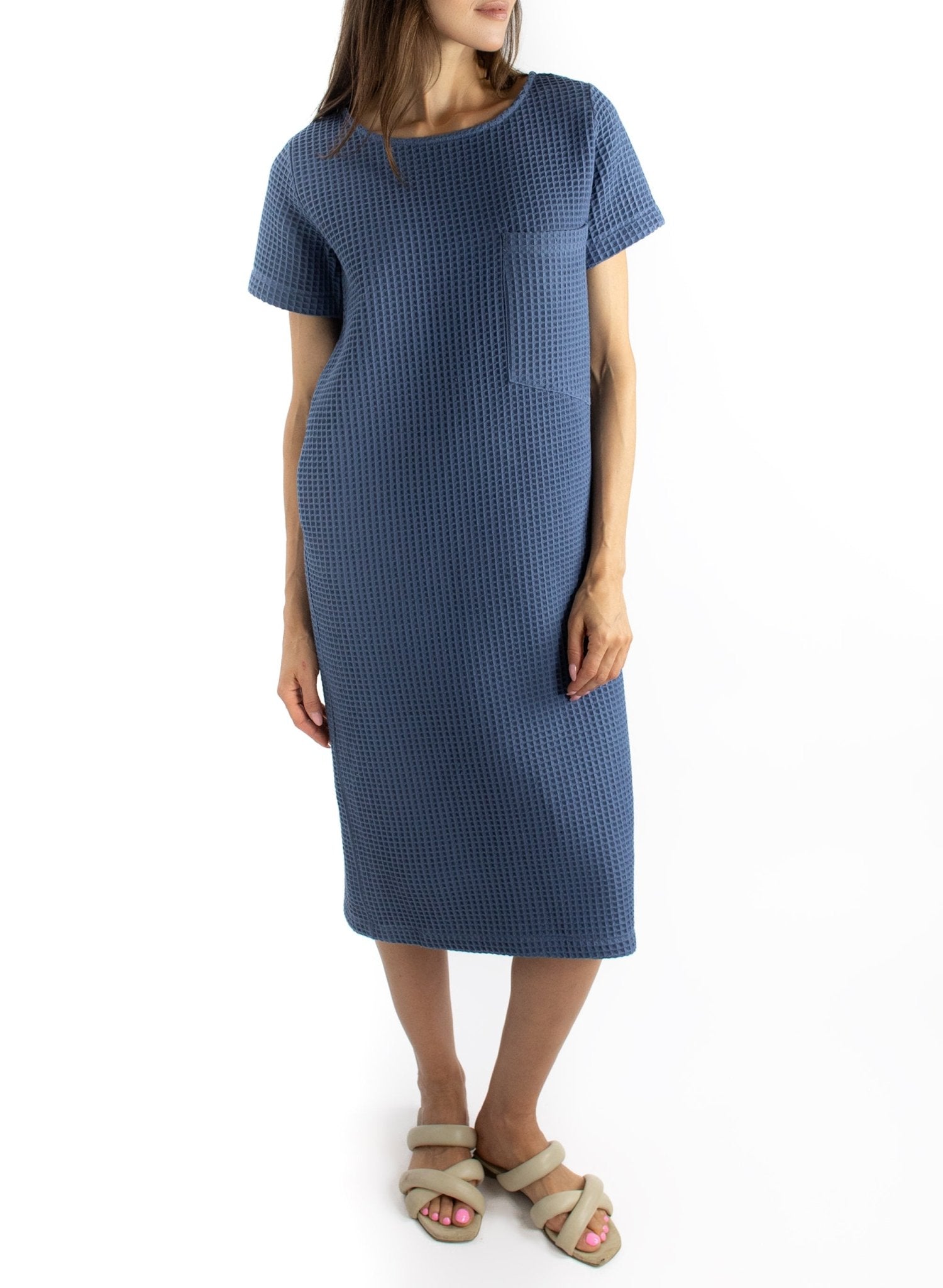 Pocket T-Shirt Dress - Steel Blue - Meg