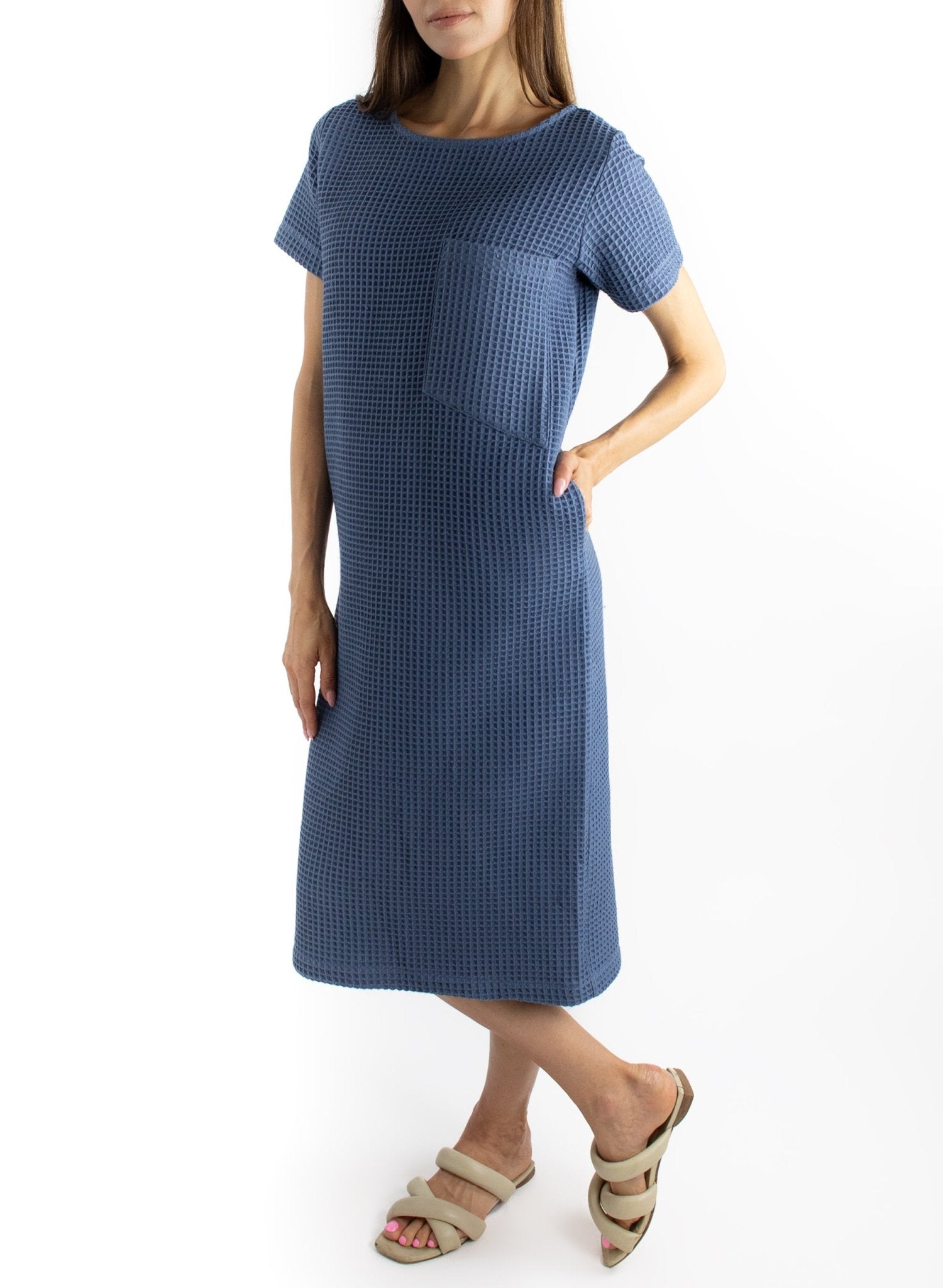 Pocket T-Shirt Dress - Steel Blue - Meg