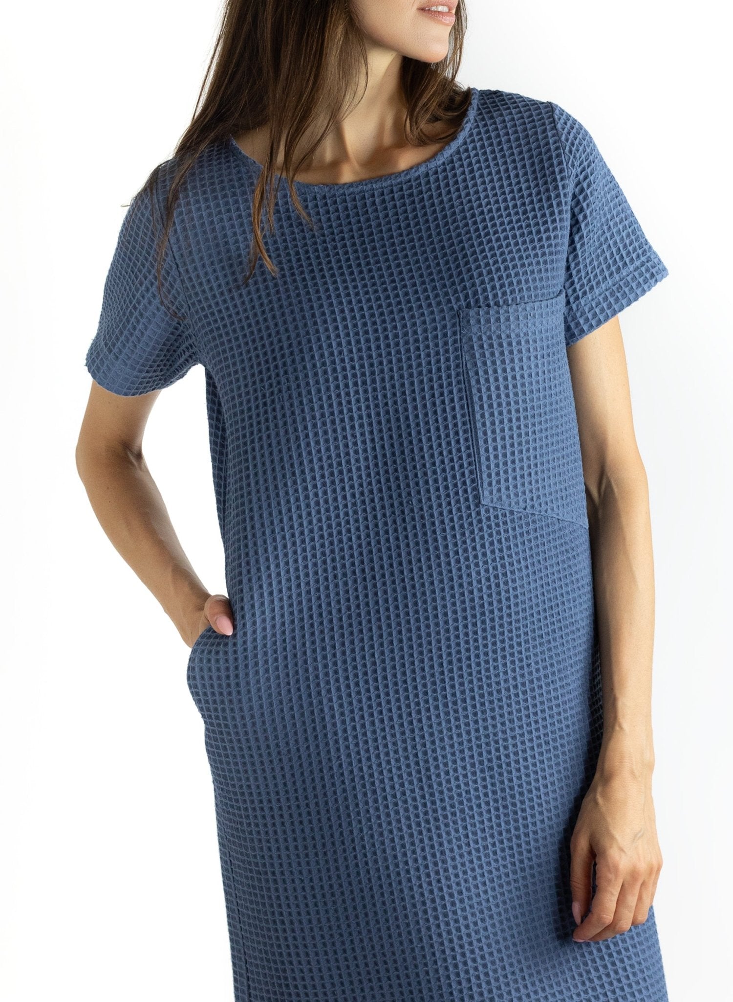 Pocket T-Shirt Dress - Steel Blue - Meg