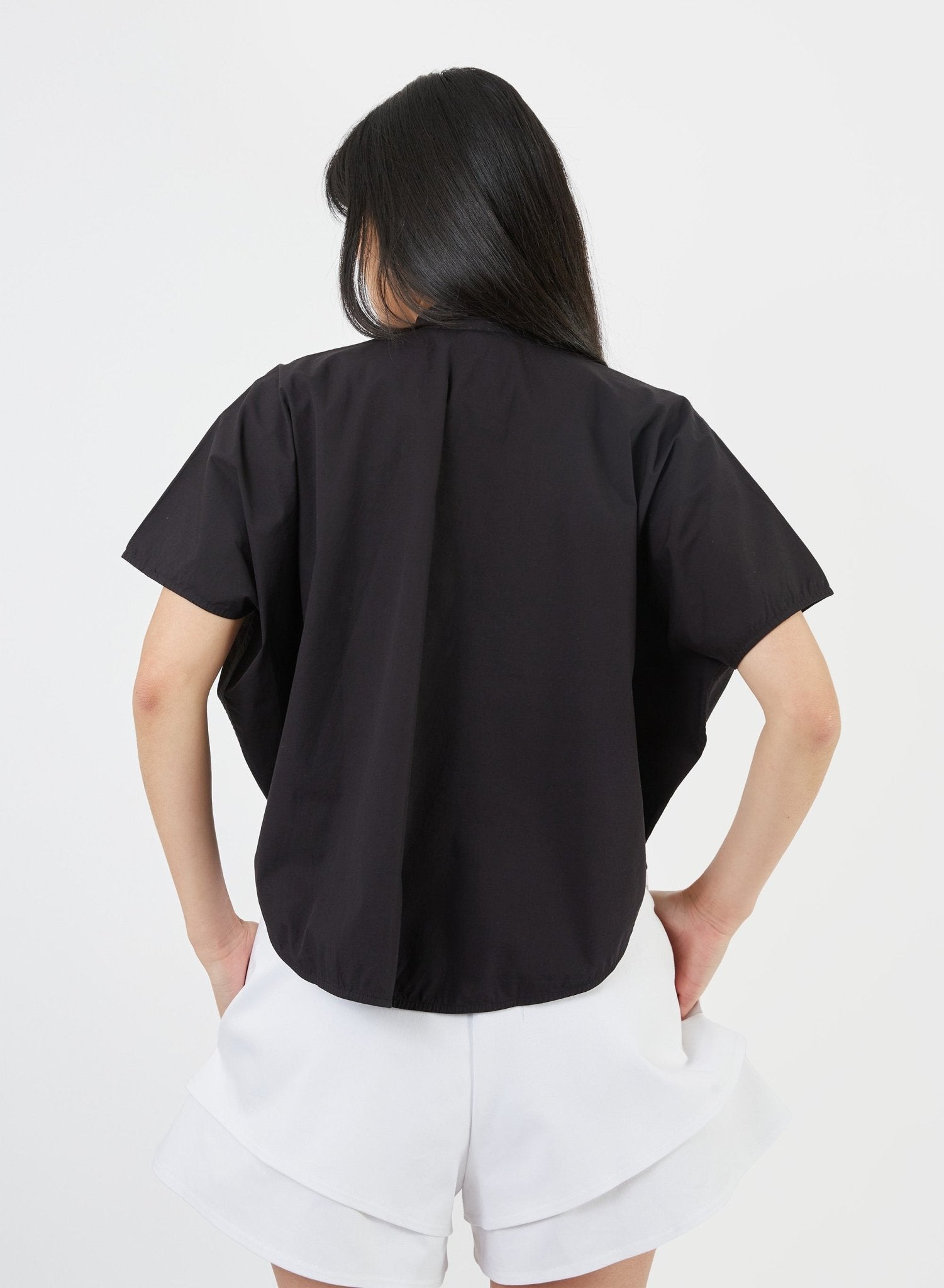 Rounded Hem Shirt - Black - Meg