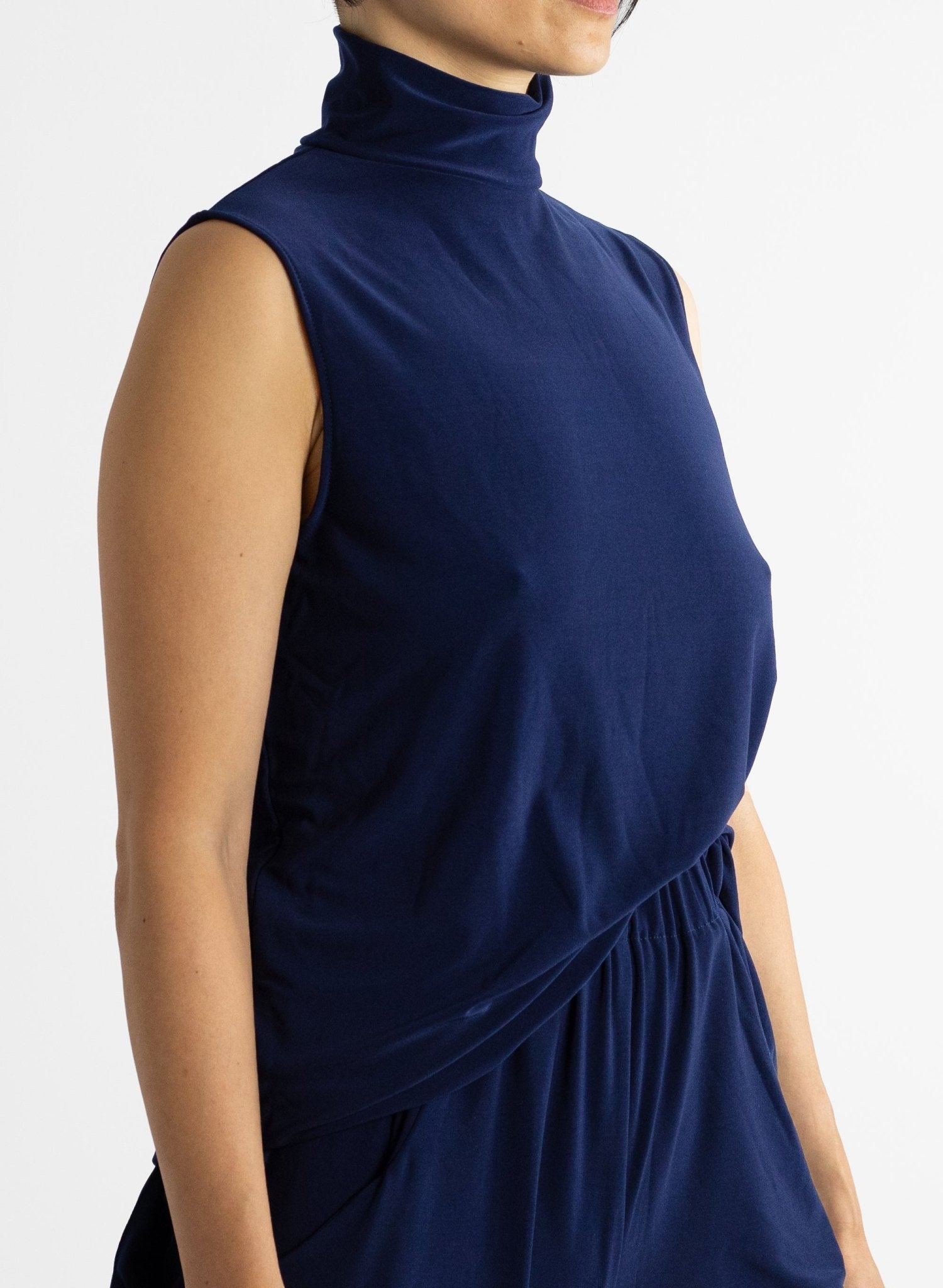 Sleeveless Turtleneck Top - Navy - Meg