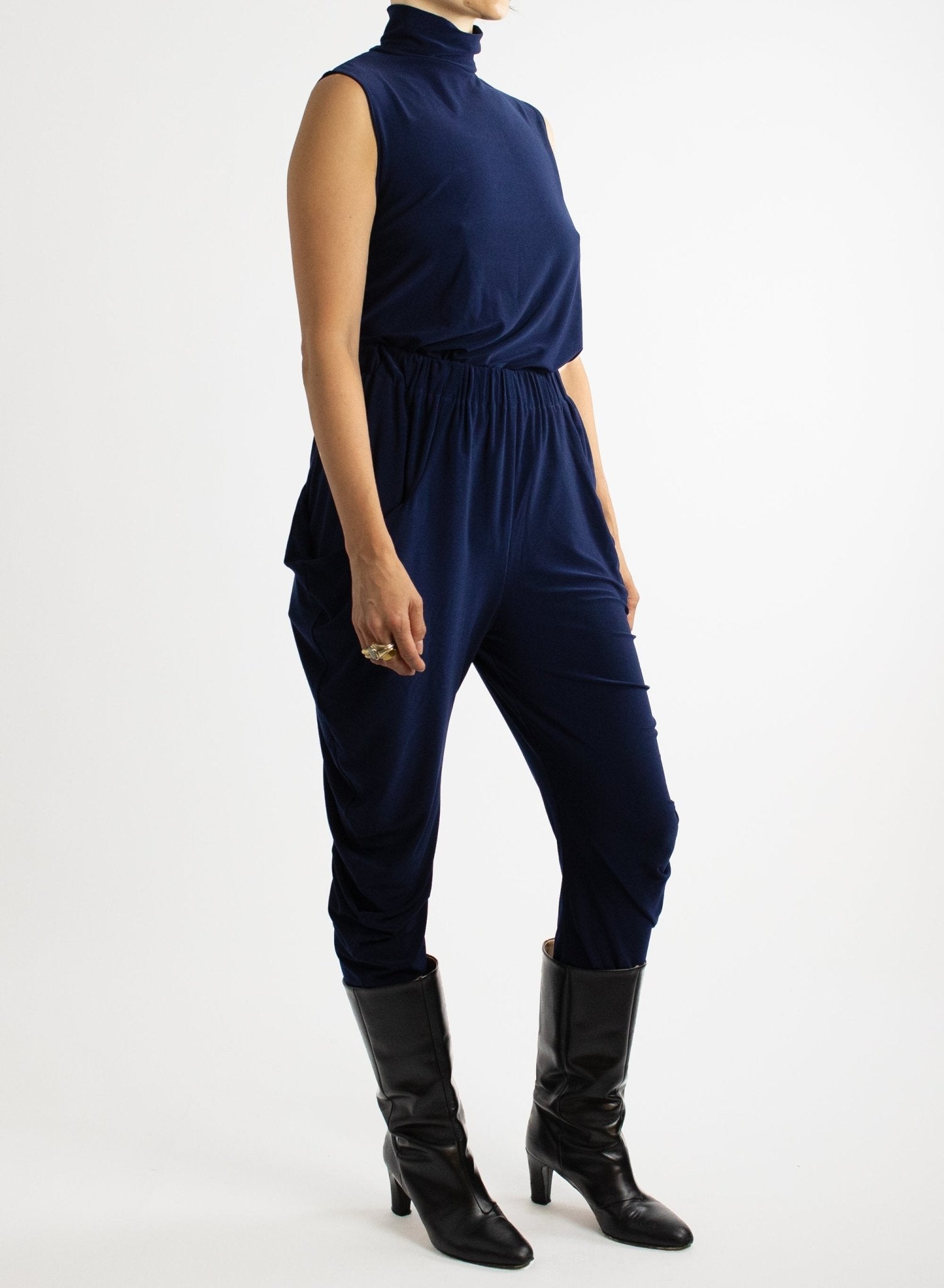 Sleeveless Turtleneck Top - Navy - Meg