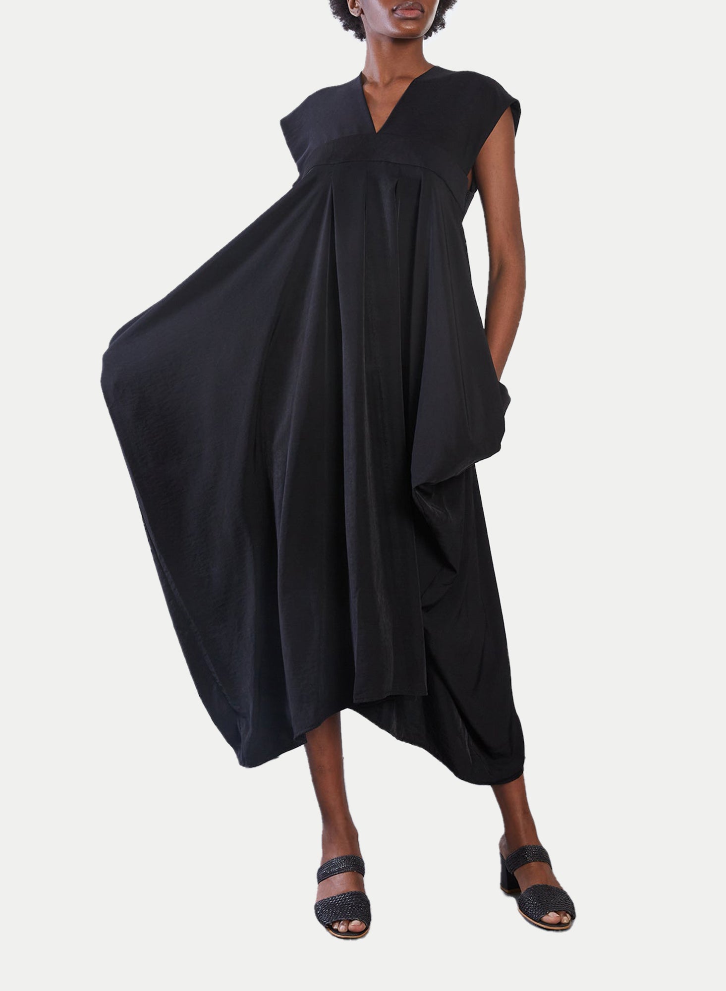 Wide Strap Dress - Black - Meg - Made in Canada