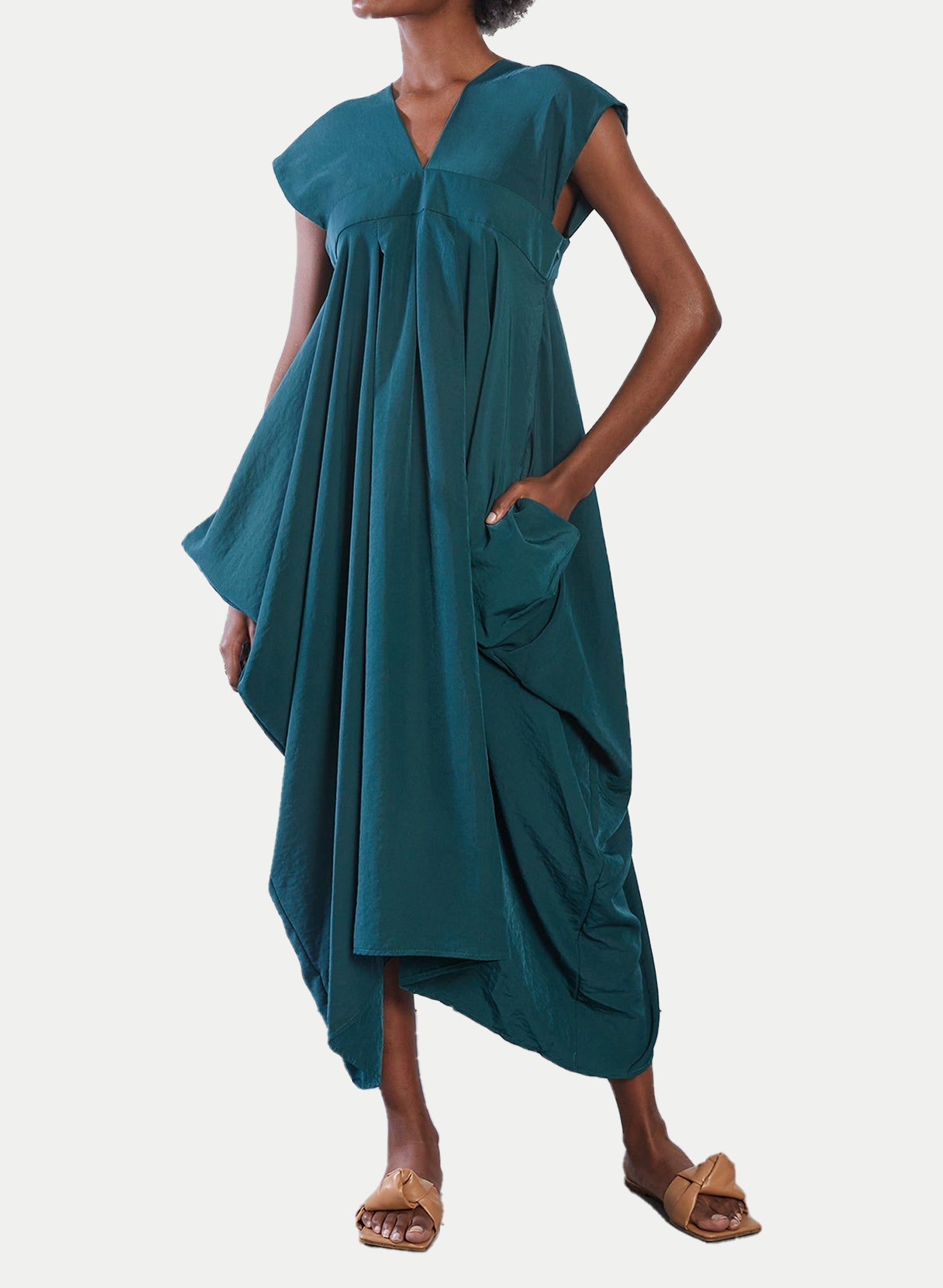Wide Strap Dress - Forest - Meg - Made in Canada