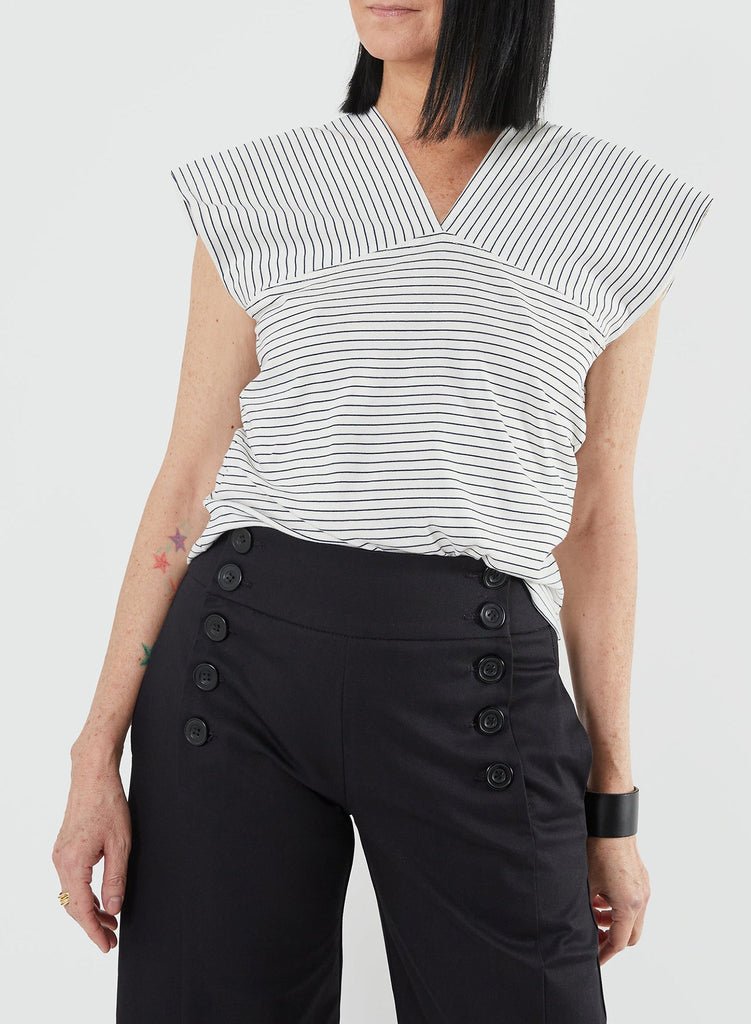 Wide Strap Tank - White/Black - Meg Canada