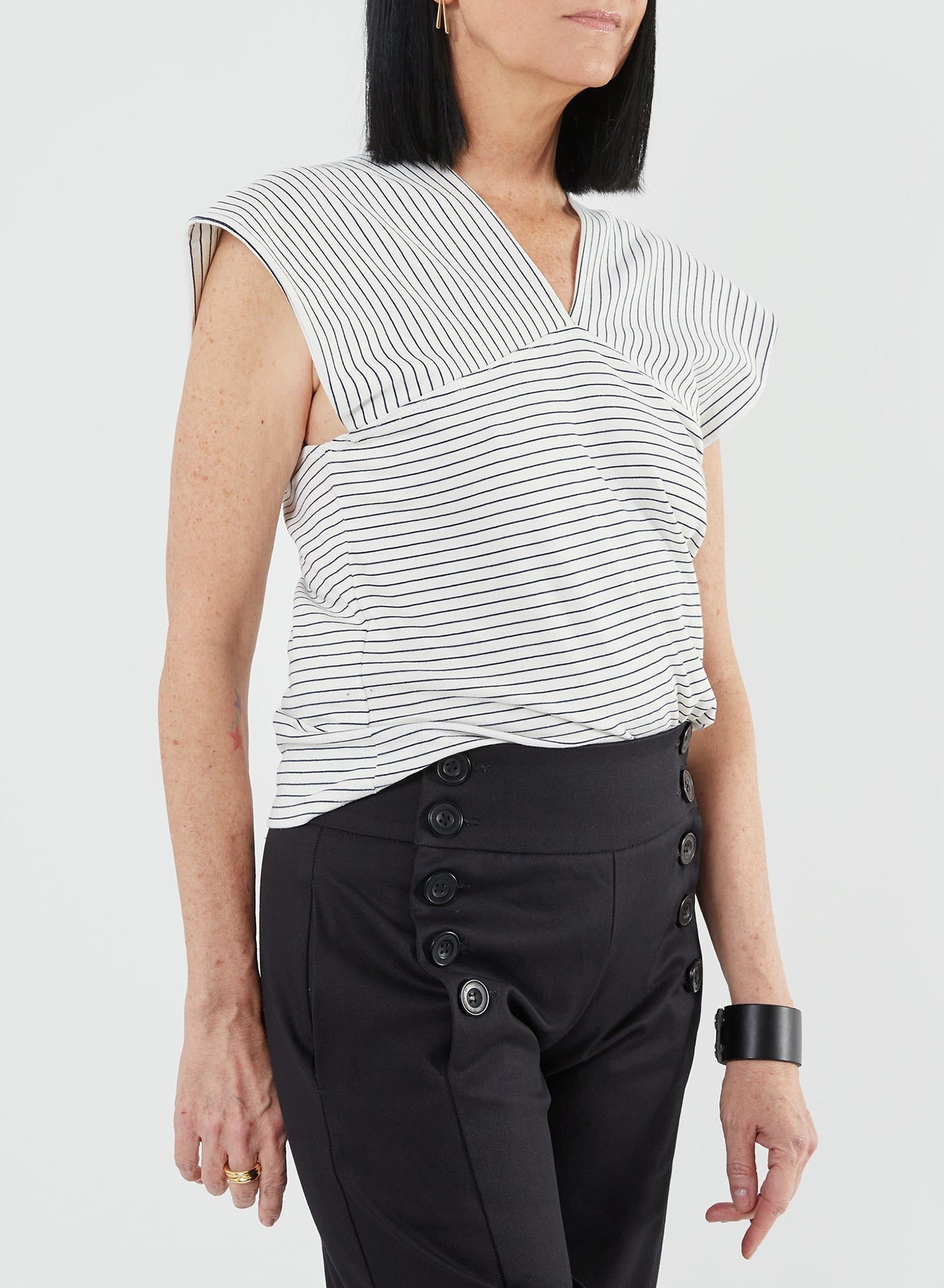 Wide Strap Tank - White/Black - Meg