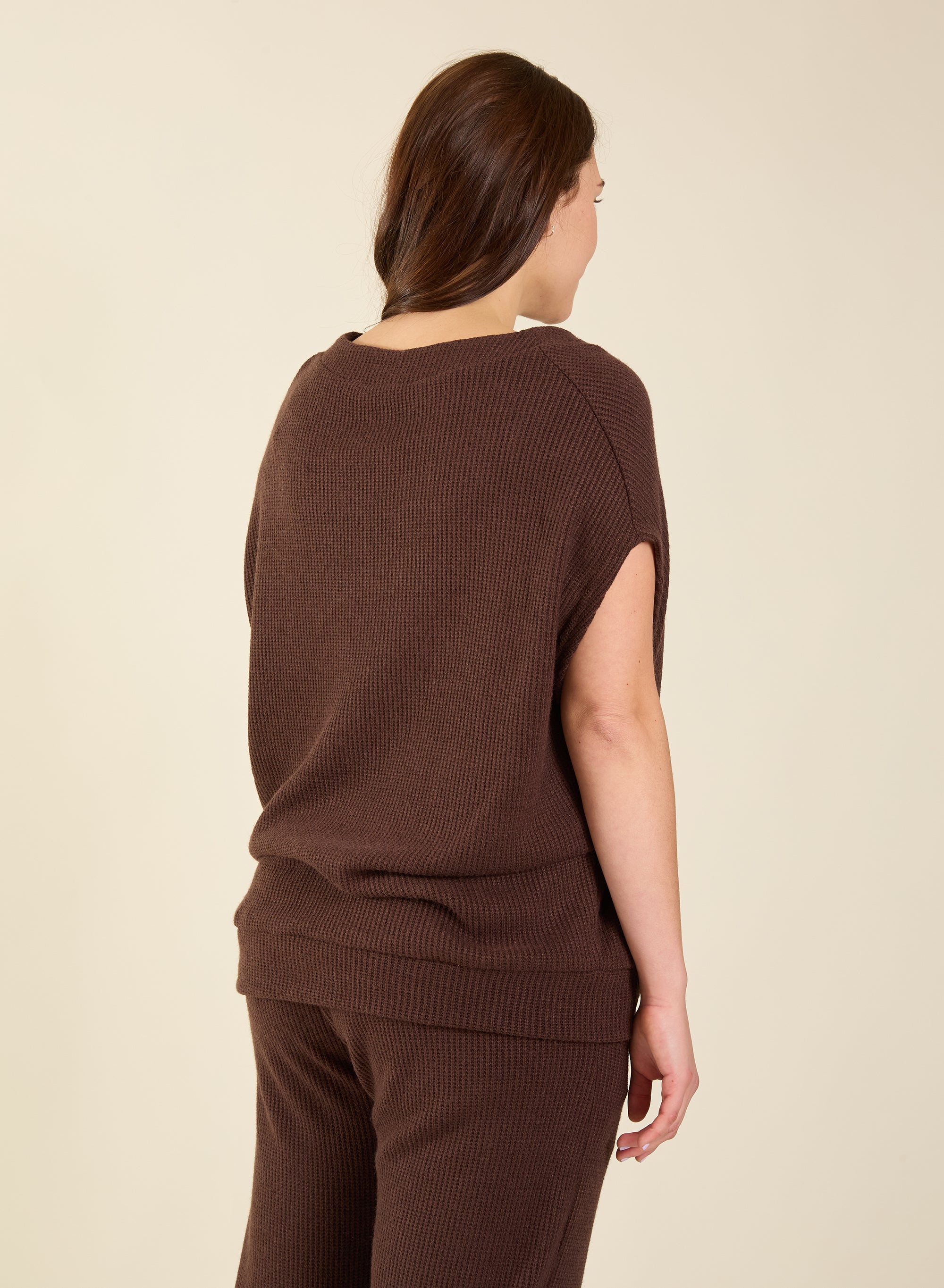 Joan V-Neck Top - Brown - Meg Canada