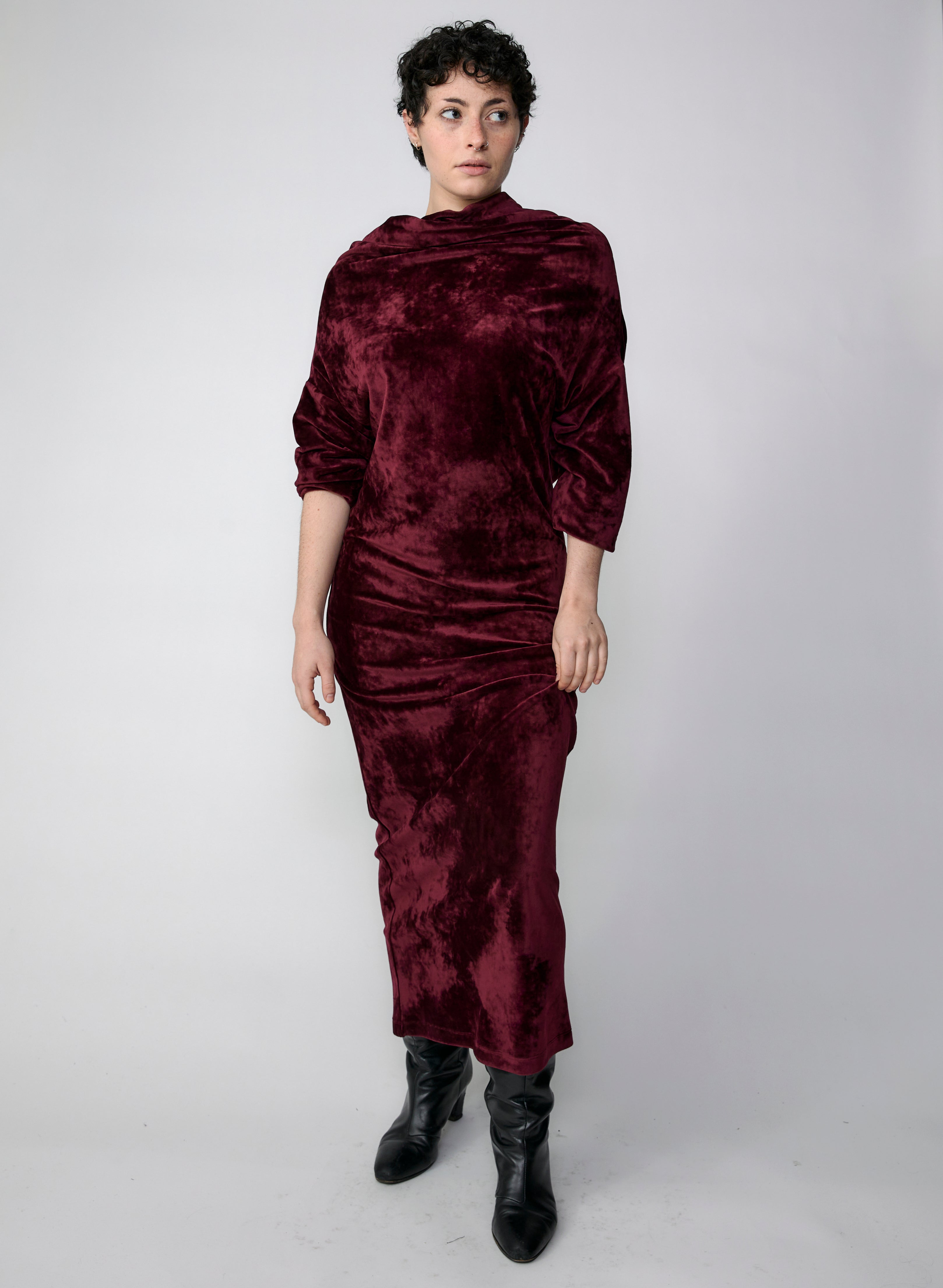 Crazy Sweater Dress - Burgundy Velour (Pre-Order)