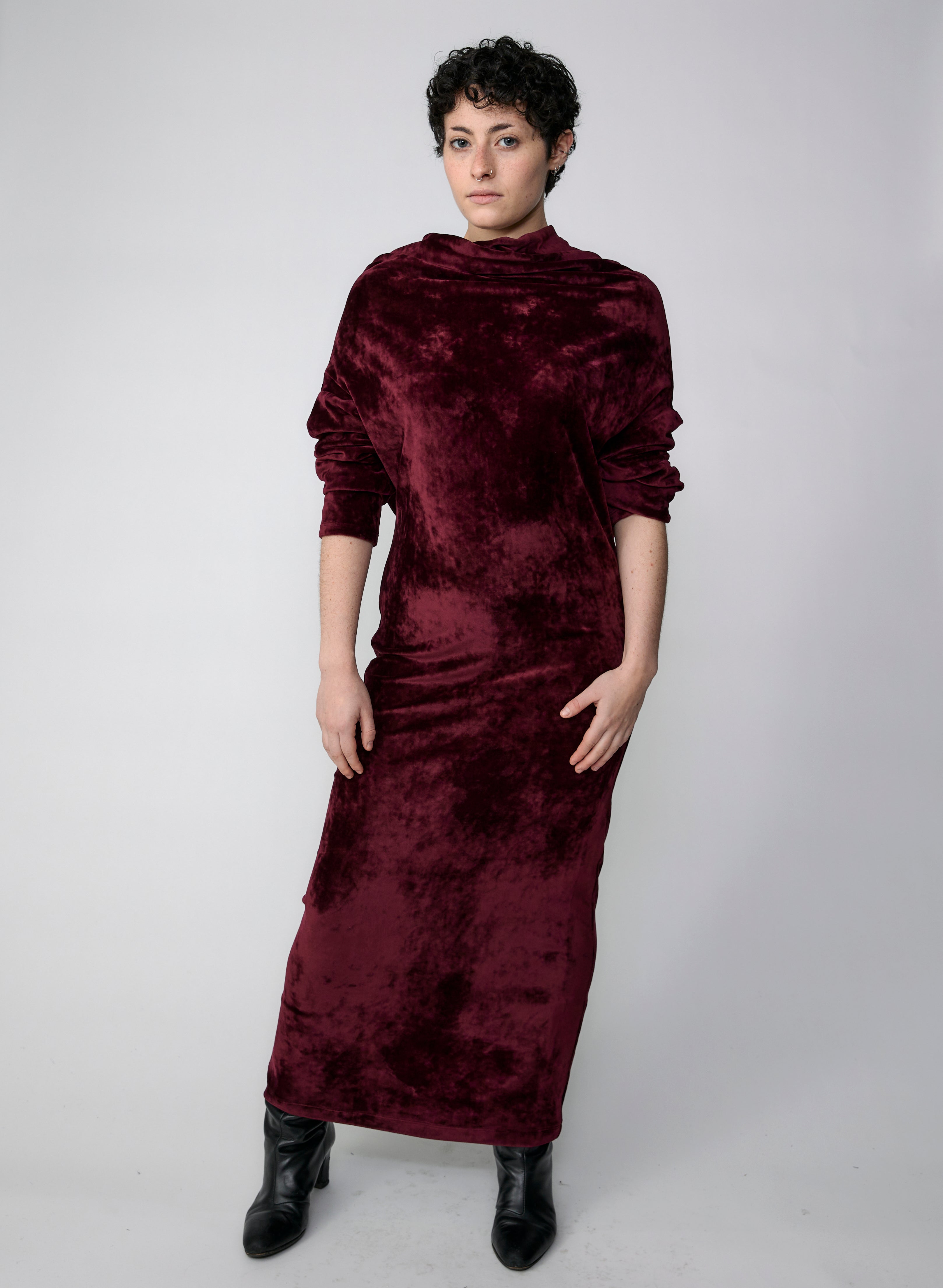 Crazy Sweater Dress - Burgundy Velour (Pre-Order)