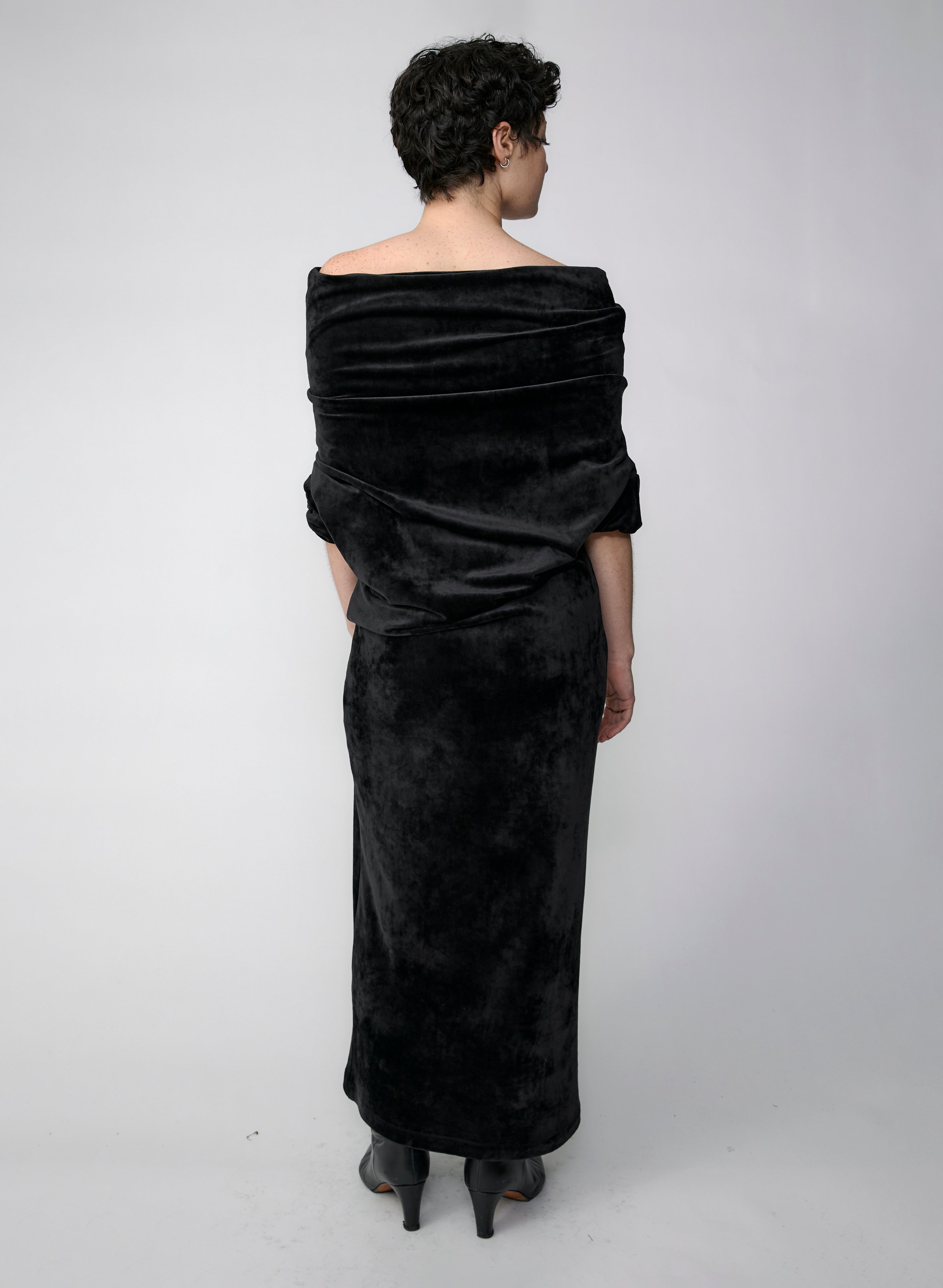 Crazy Sweater Dress - Black Velour (Pre-Order)