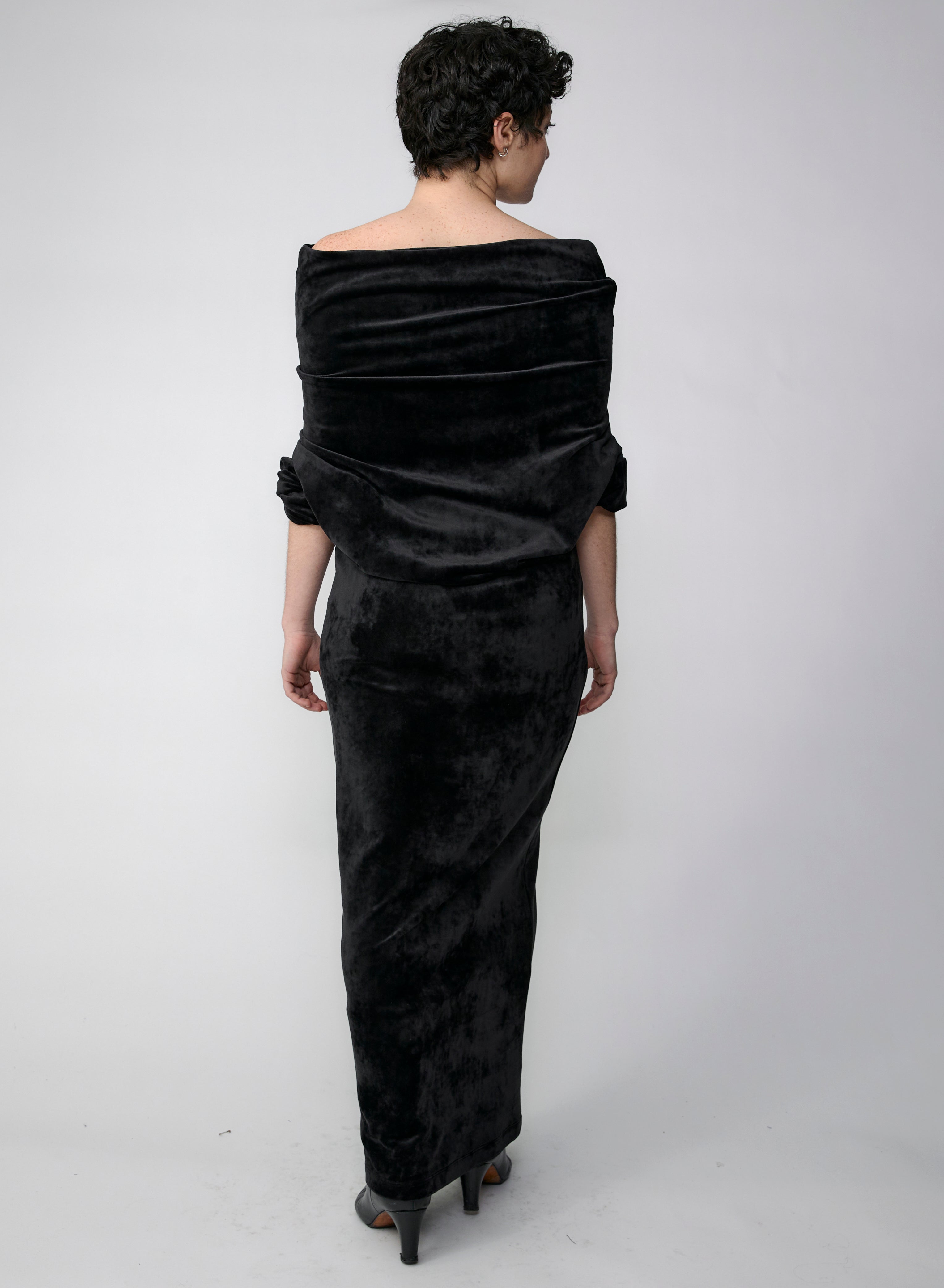 Crazy Sweater Dress - Black Velour (Pre-Order)