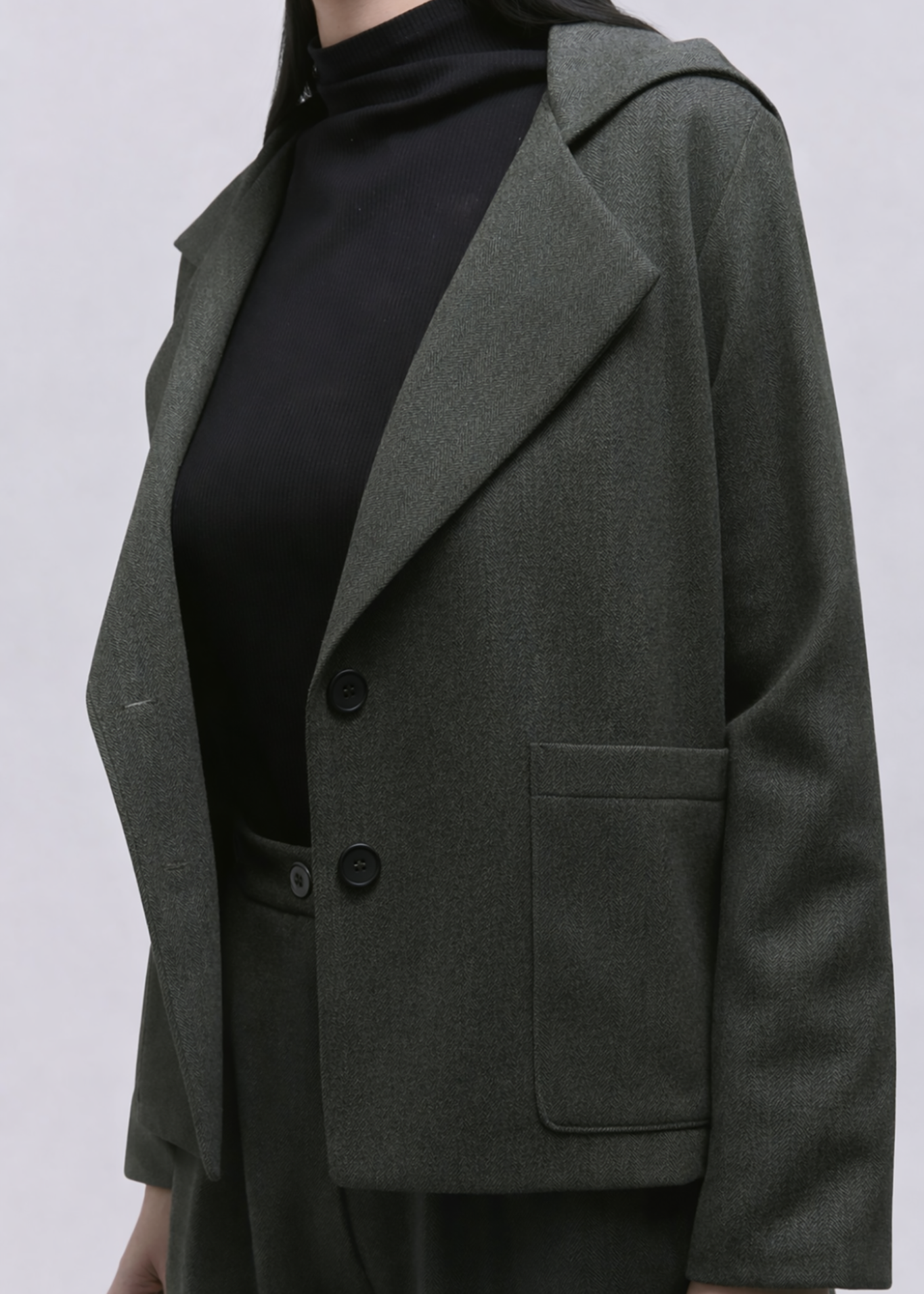 Atlas Hooded Jacket - Olive Herringbone