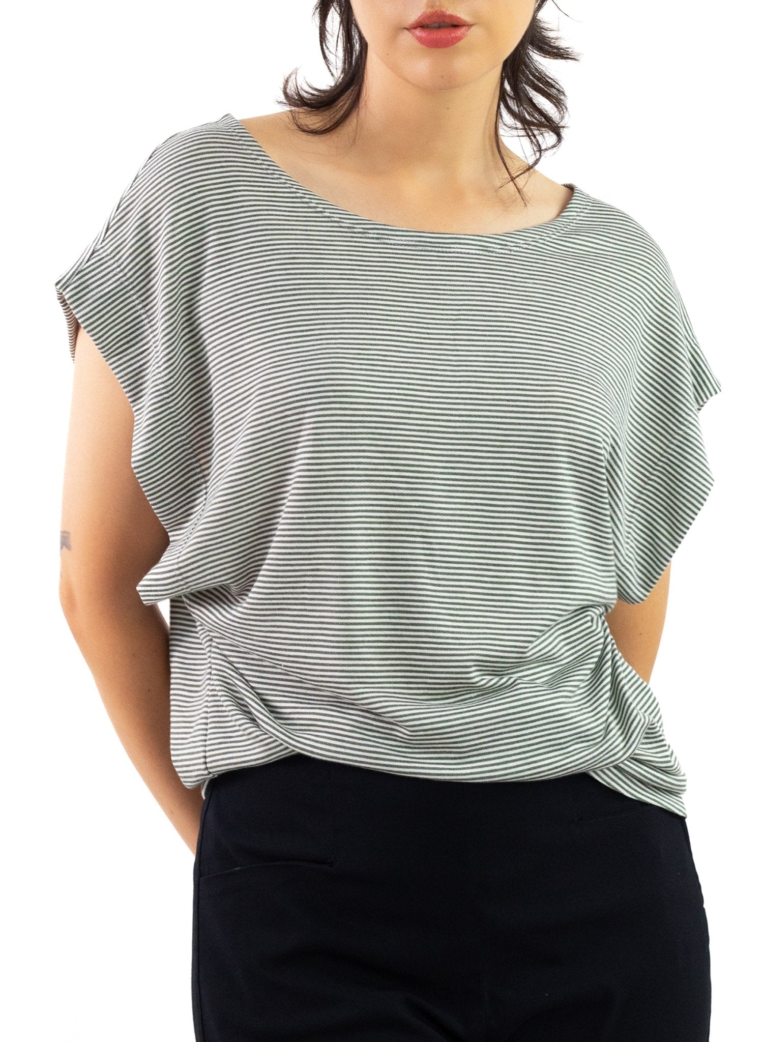 80's Top - Olive Stripe - Meg
