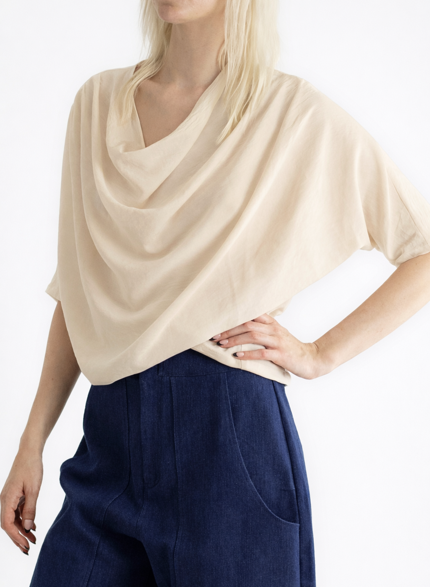 Abstraction Cowl Top - Champagne