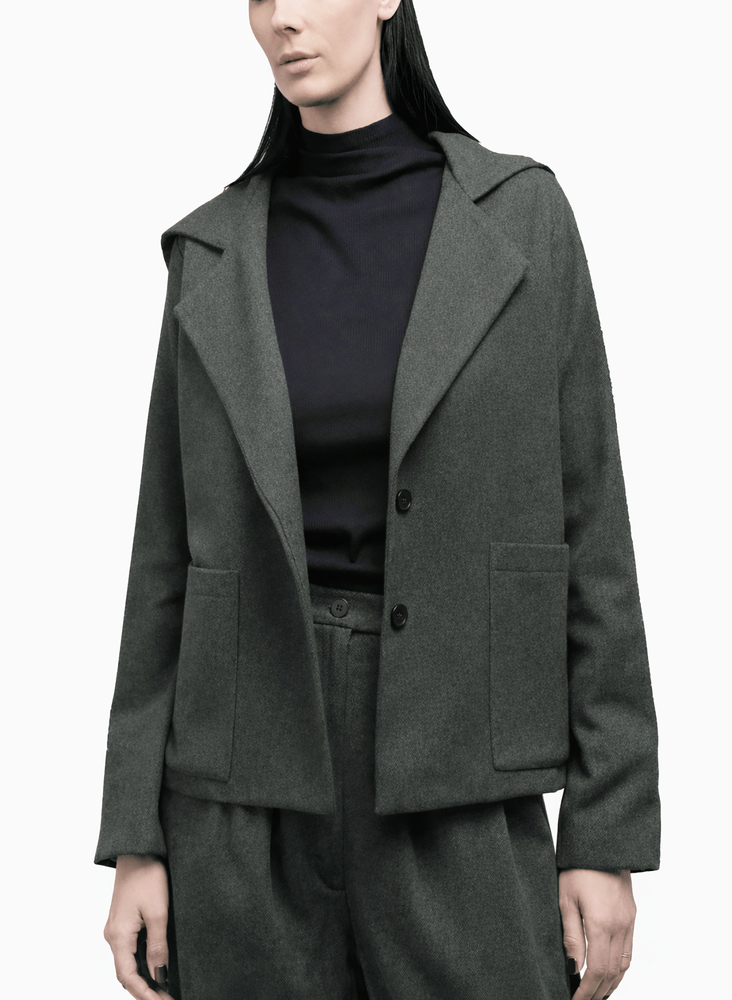 Atlas Hooded Jacket - Olive Herringbone