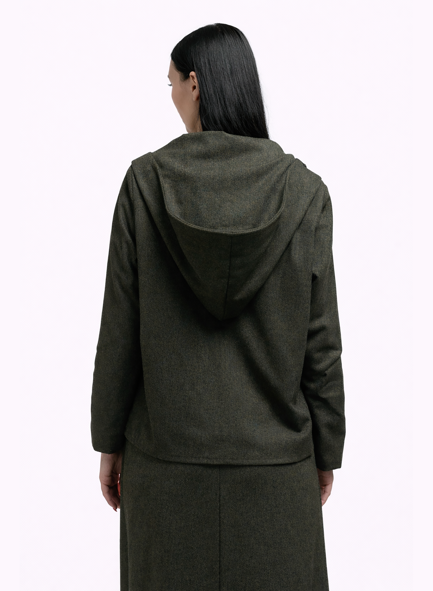 Atlas Hooded Jacket - Olive Herringbone
