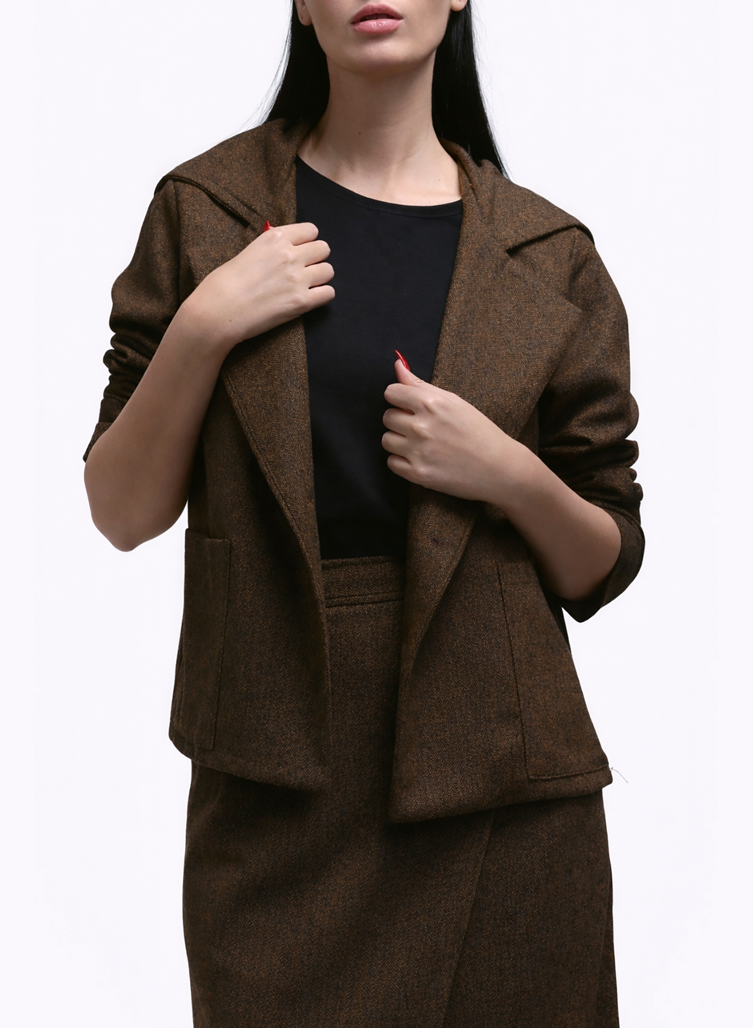 Atlas Hooded Jacket - Brown Herringbone