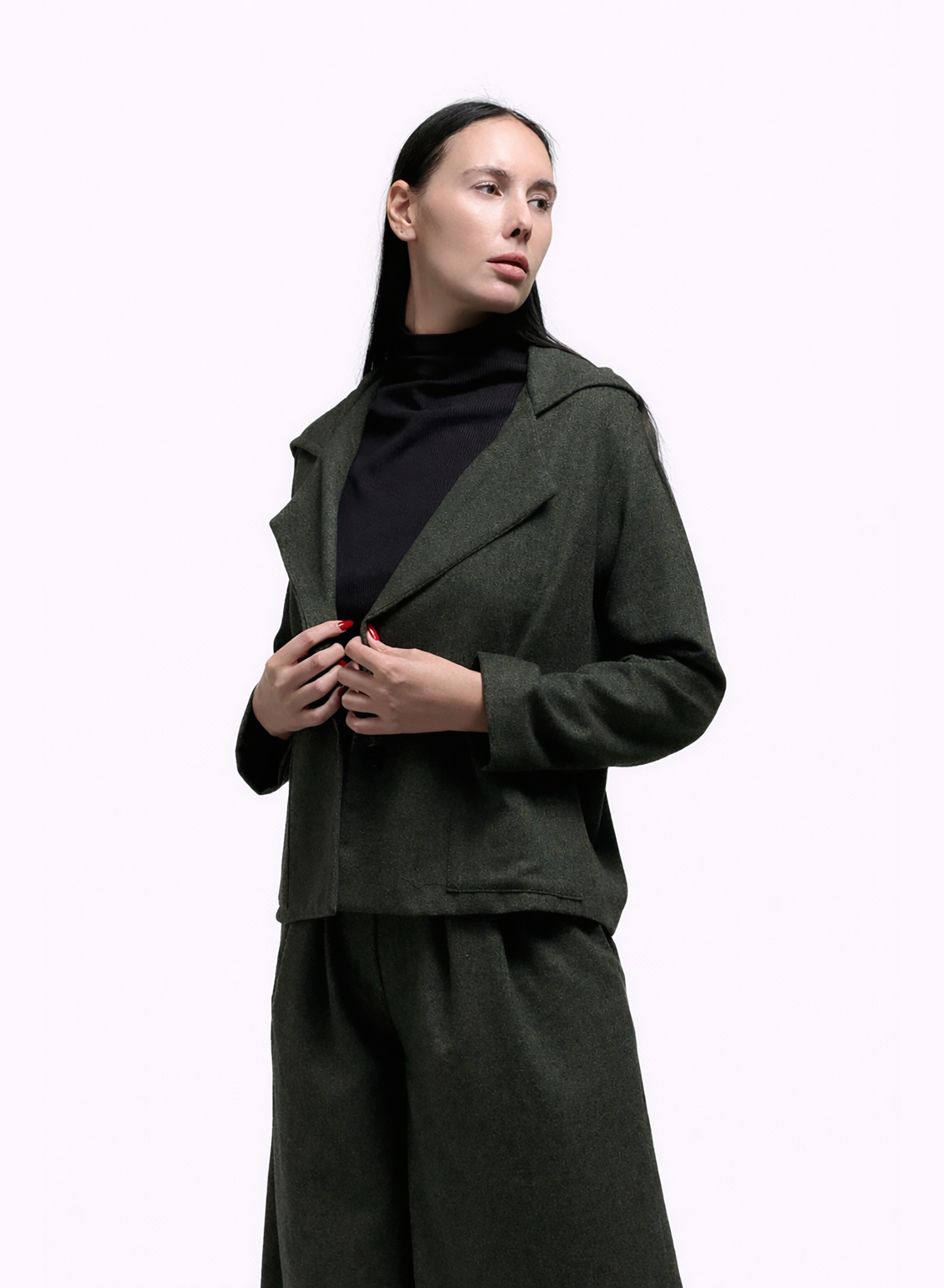 Atlas Hooded Jacket - Olive Herringbone