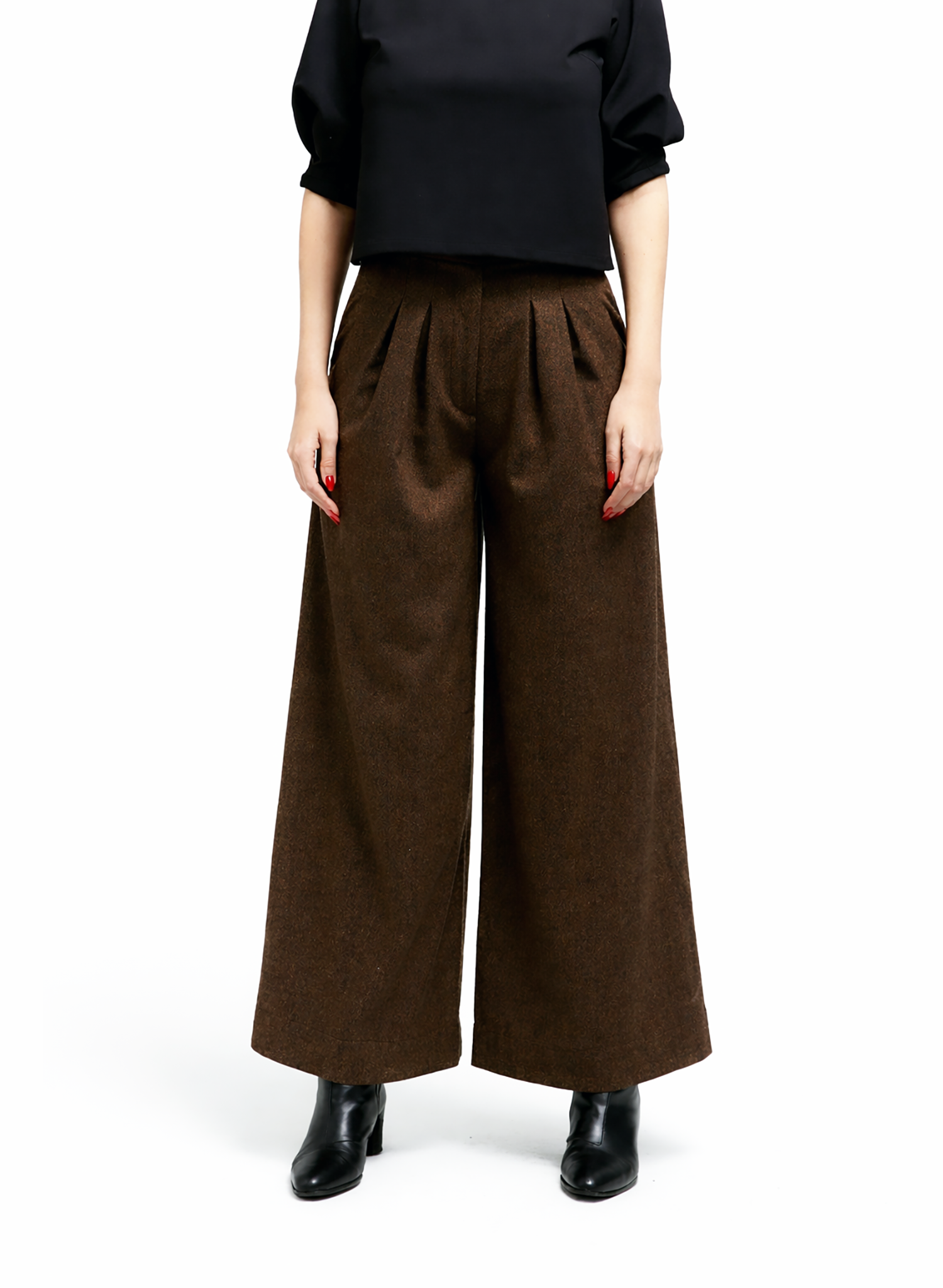 Atlas Slouchy Trouser - Brown Herringbone