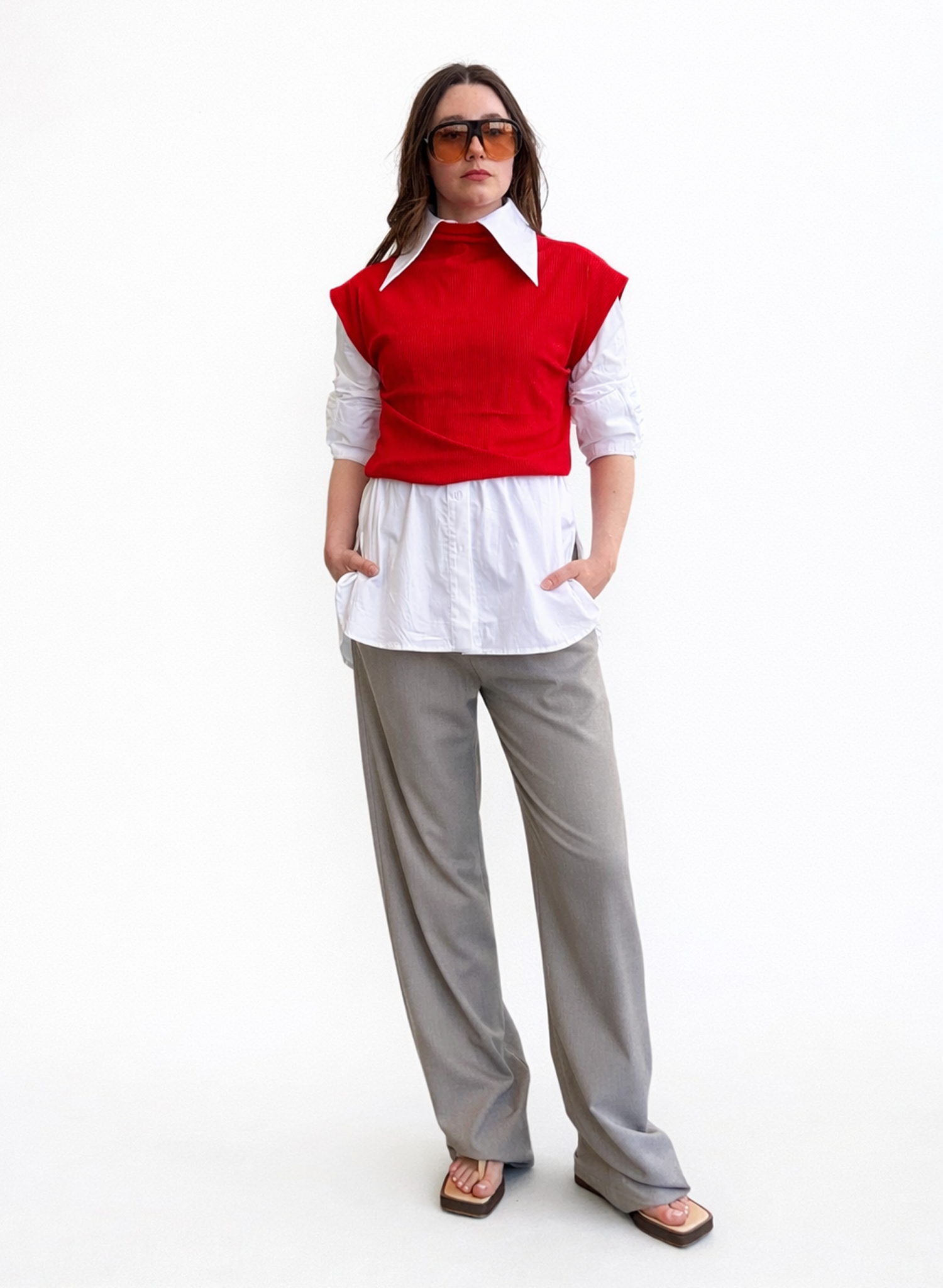 Sleeveless Skinny Top - Scarlet