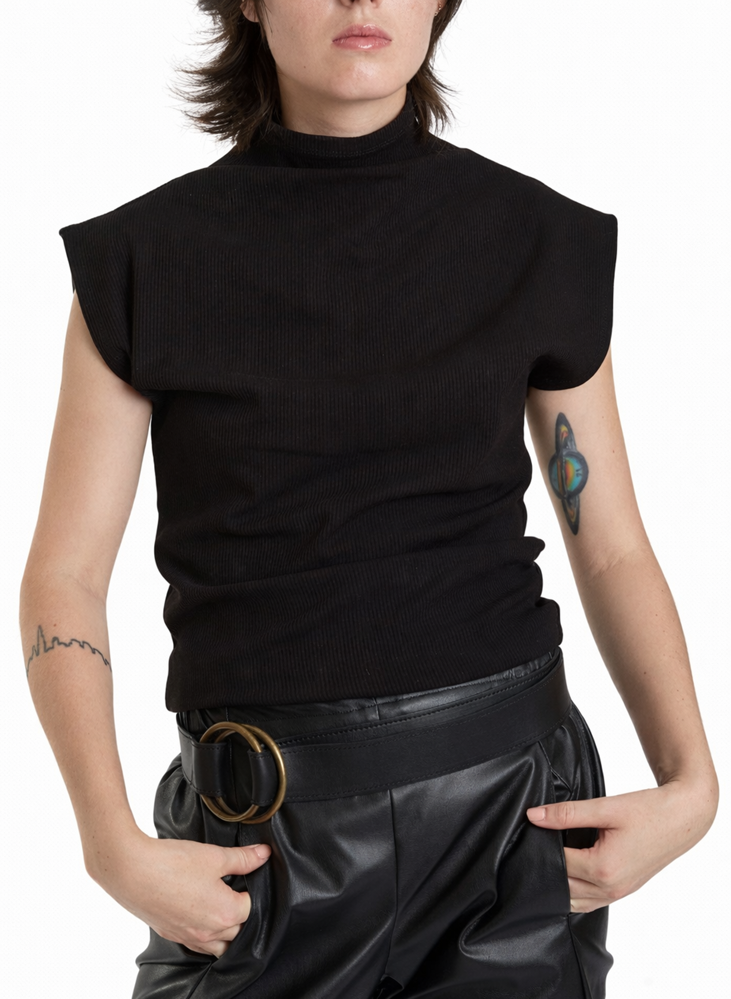 Sleeveless Skinny Top - Black